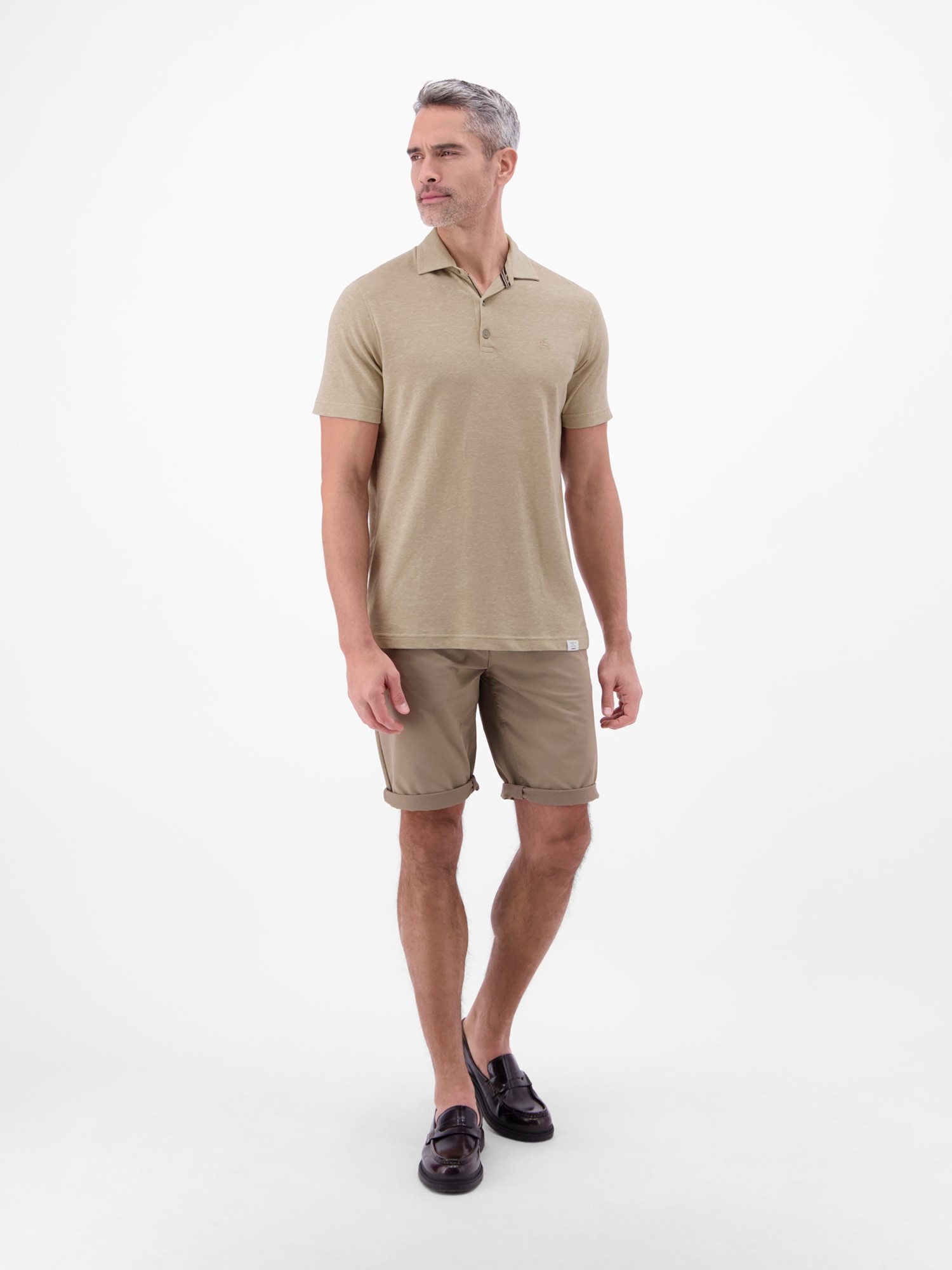 LERROS Poloshirt »Poloshirt aus Baumwoll-Leinen-Mix in moderner 2-Tone-Optik«