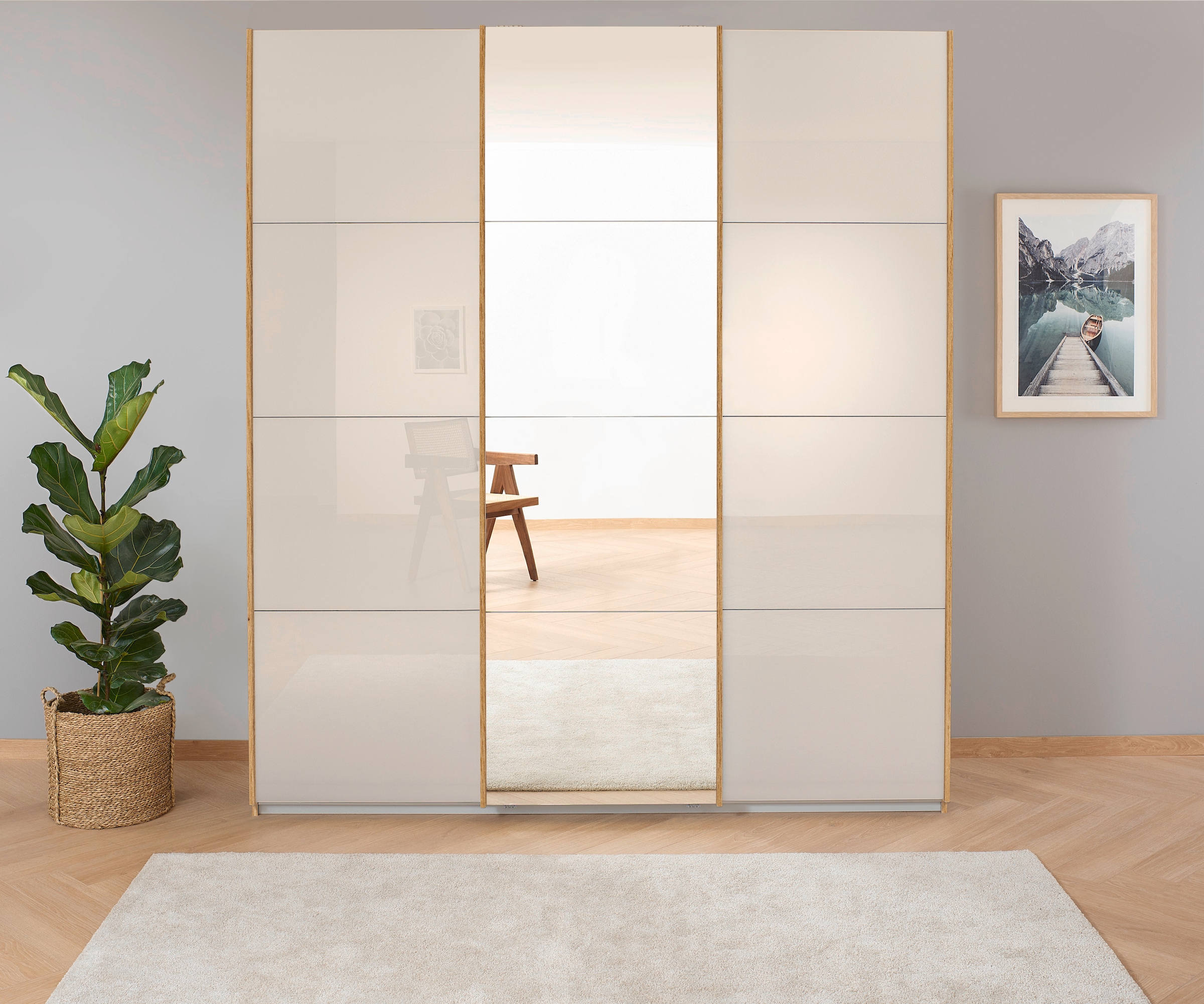 OTTO home "Mehrzweckschrank Aktenschrank Möbel Mietswohnung Schlafzimmer KOLUNA" 3 Ausstattungen BASIC/CLASSIC/PREMIUM (inkl. SOFT-CLOSE-FUNKTION), Breiten 203/271/315/360 cm Höhen 210/229 Glas-Front MADE IN GERMANY