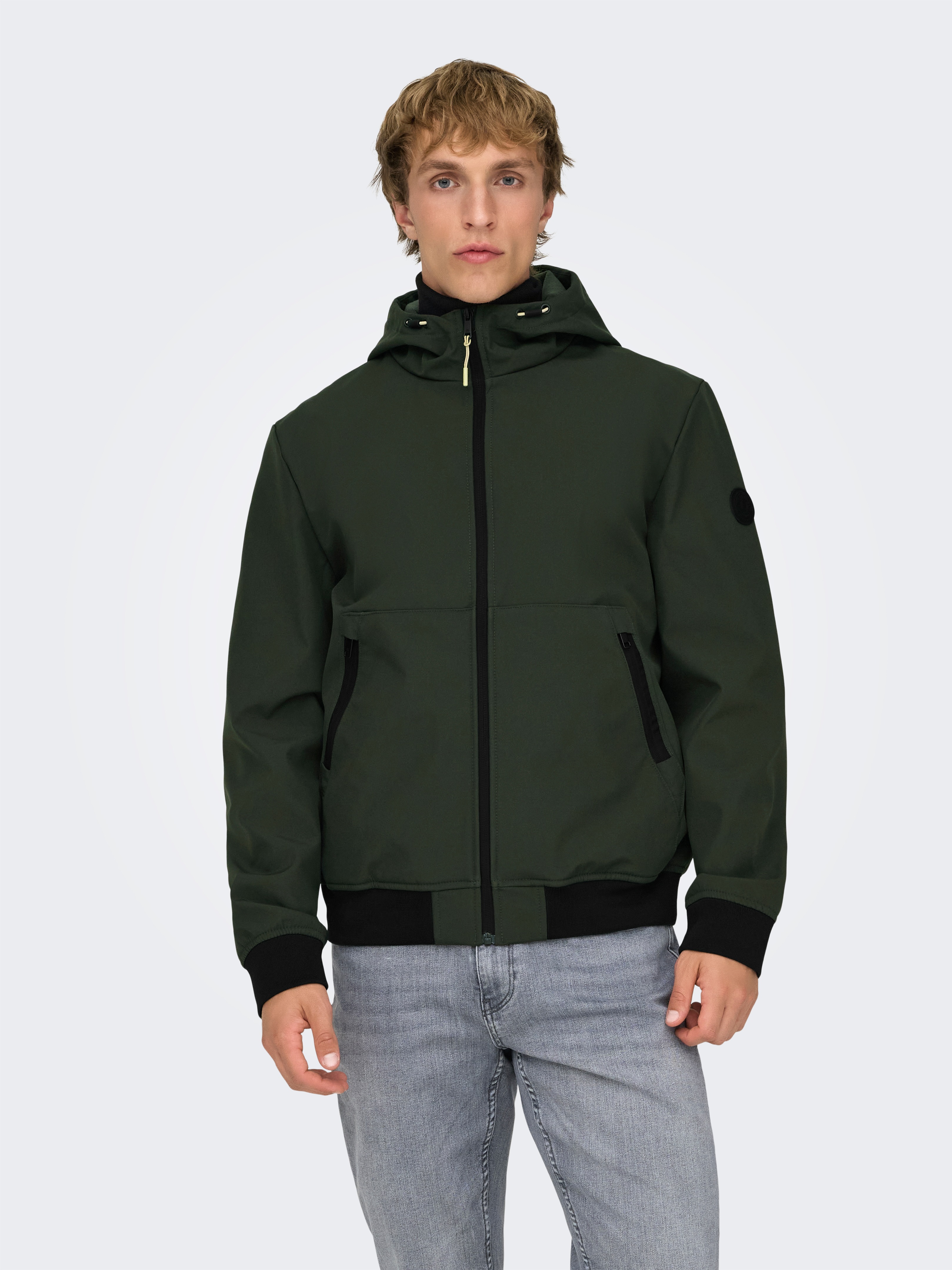Thumbnail - ONLY & SONS Softshelljacke "ONSBOWIE SOFTSHELL BOMBER NOOS" mit Kapuze