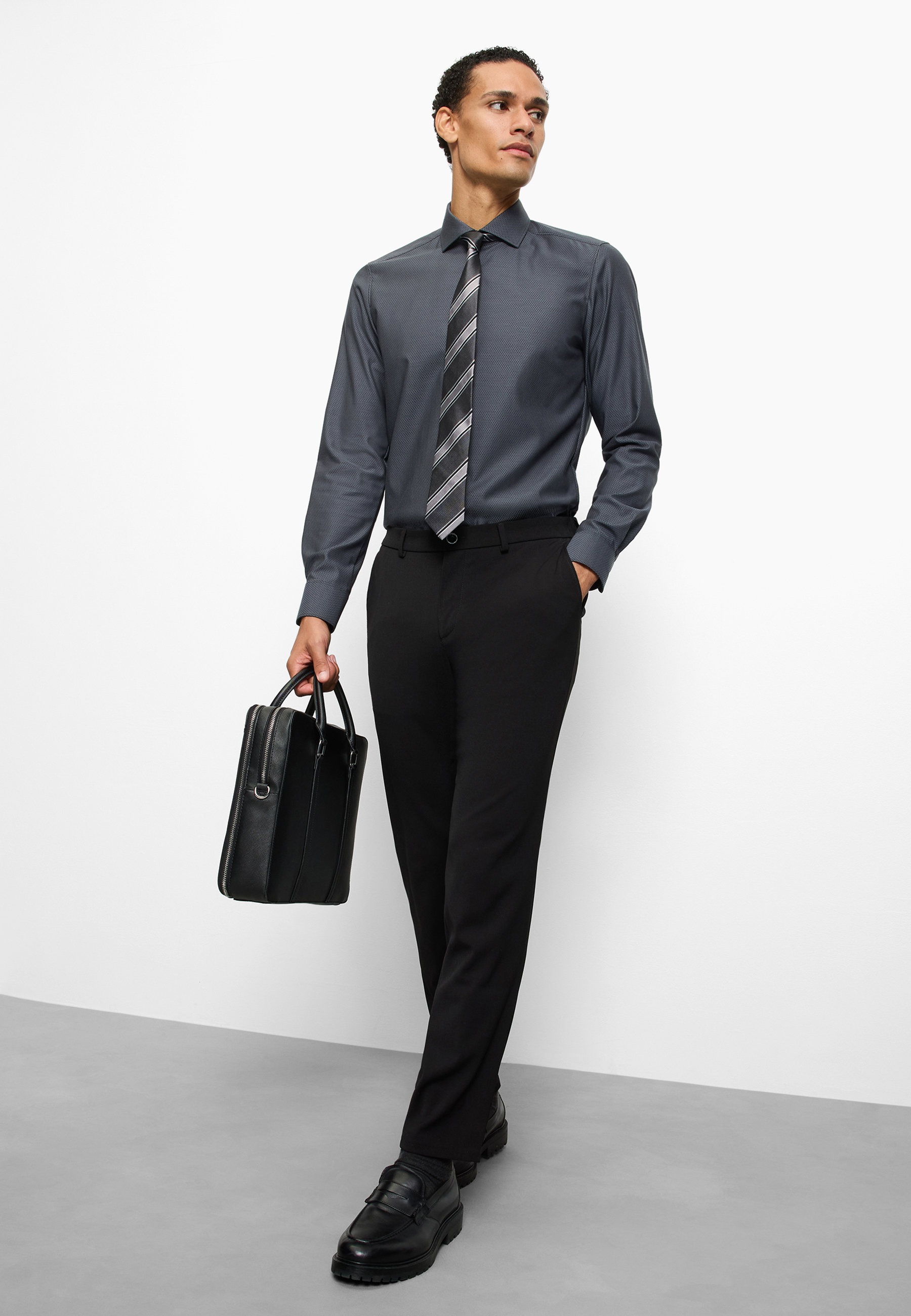 OLYMP Level 5 Men Long Sleeve Shirt Anthracite 2