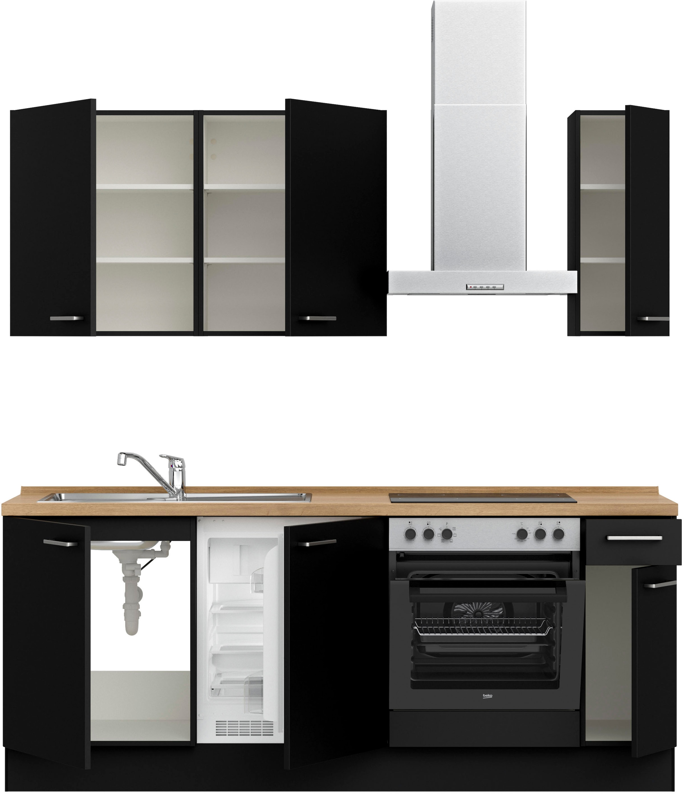 nobilia® Küchenzeile »"Touch I"« vormontiert, Ausrichtung wählbar, Breite 210 cm, wahlw. mit E-Geräten