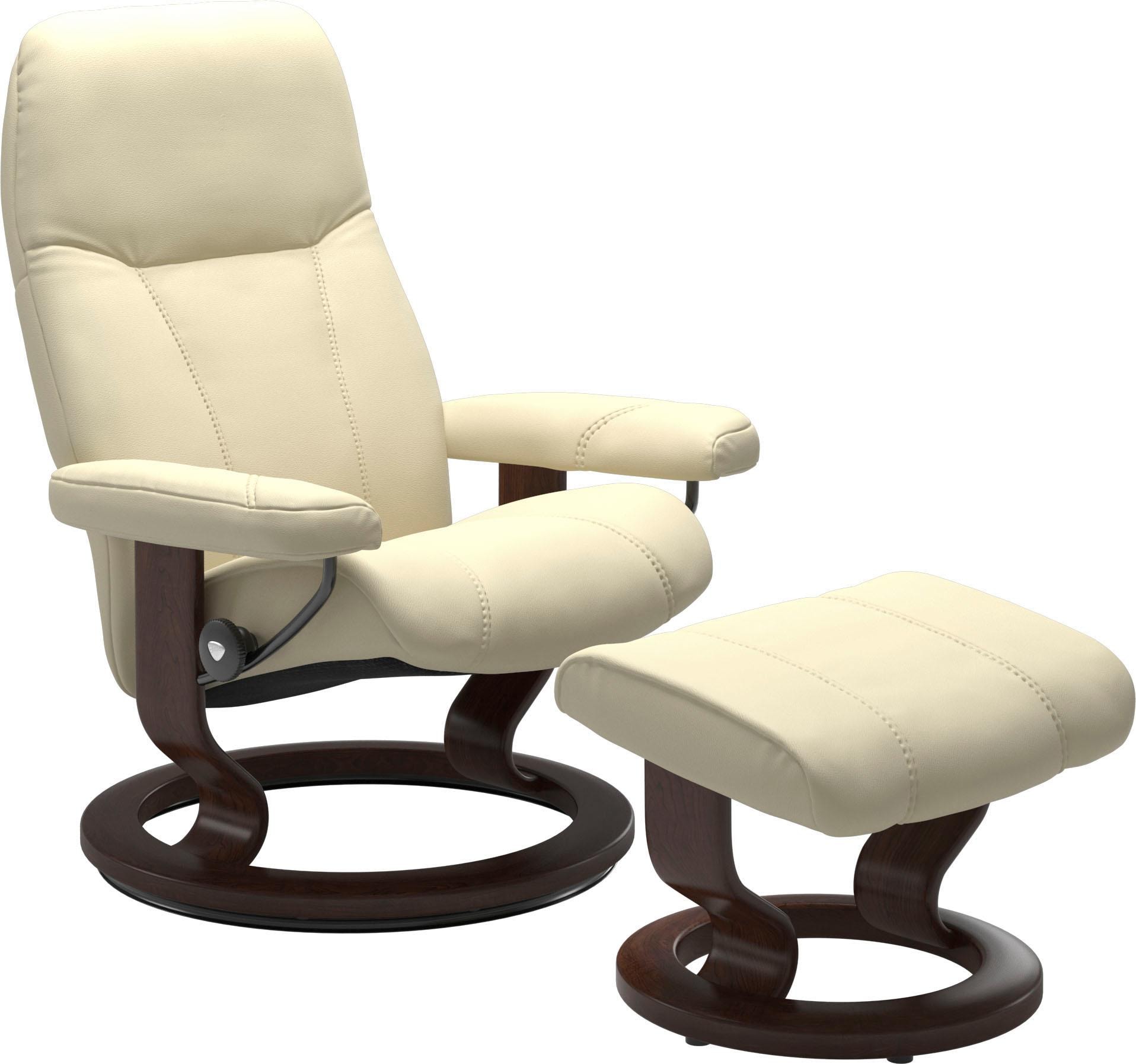 Stressless Relaxsessel "Consul" Set, Relaxsessel mit Hocker, mit Hocker, mit Classic Base, Größe M, Gestell Braun