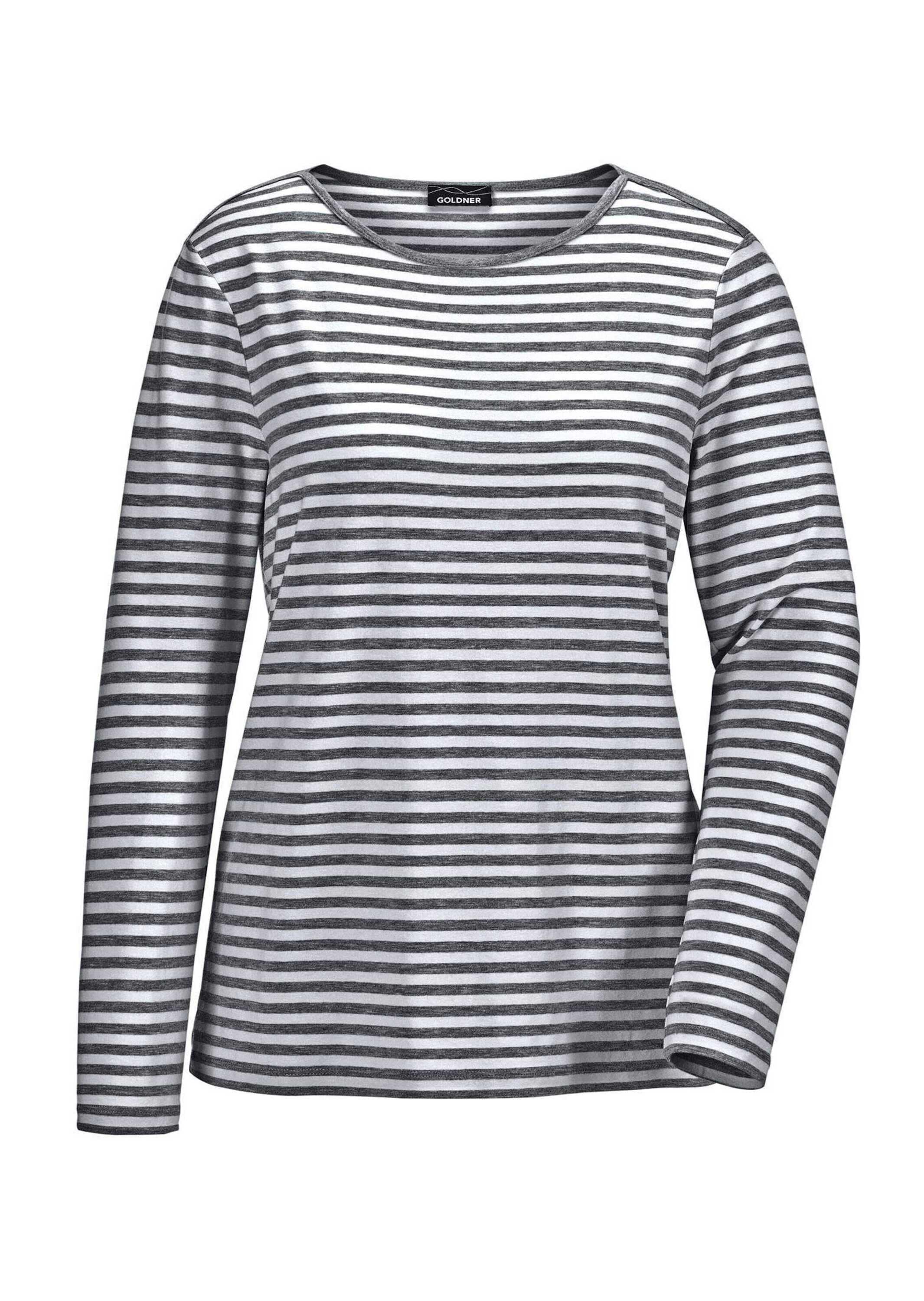 GOLDNER Longpullover "Kurzgröße Jerseyshirt im Streifen-Look" Ohne