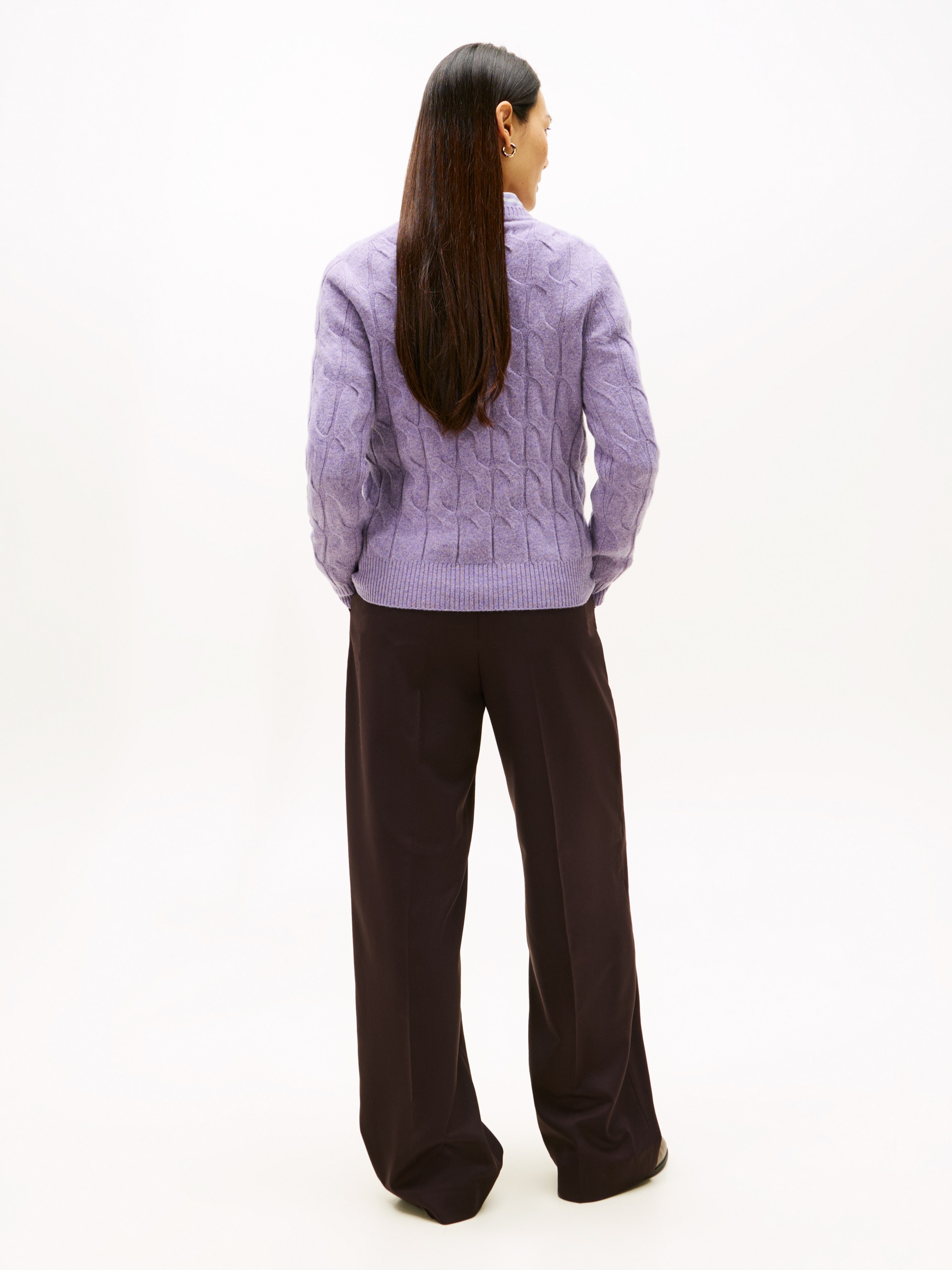 Tommy Hilfiger Strickpullover »SOFT WOOL CABLE C-NK« Wolle, mit Zopfmuster