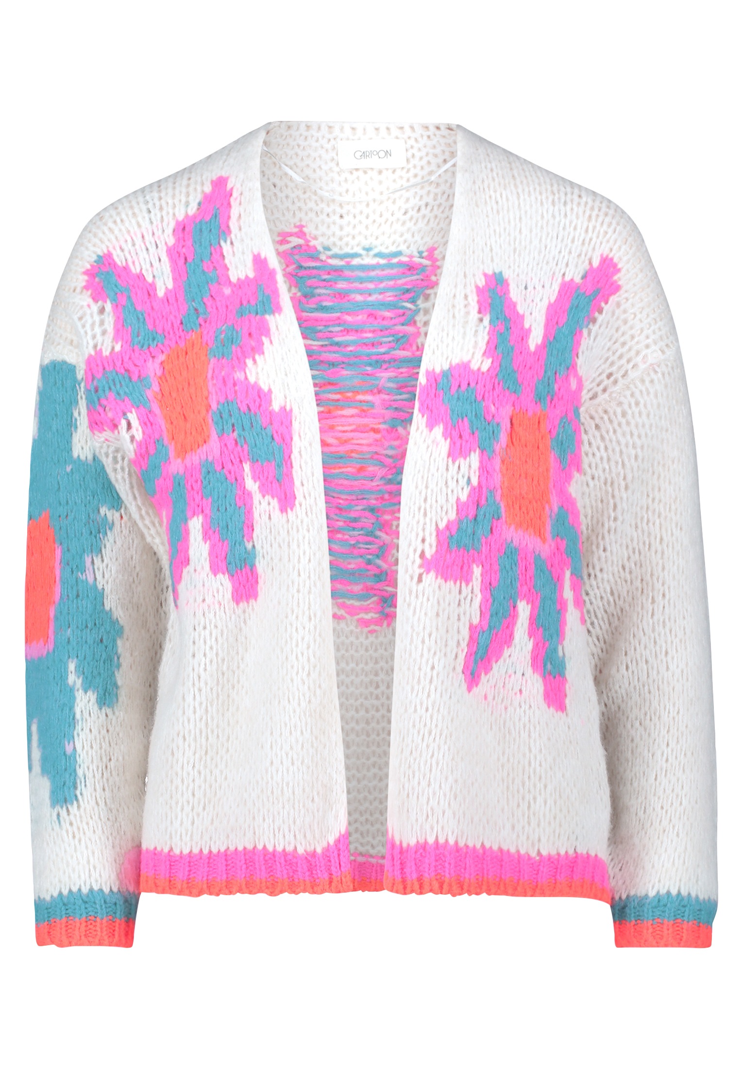 Cartoon Strickjacke "Damen Strick-Cardigan mit Intarsie" 1 Stk. tlg. Rippbü günstig online kaufen