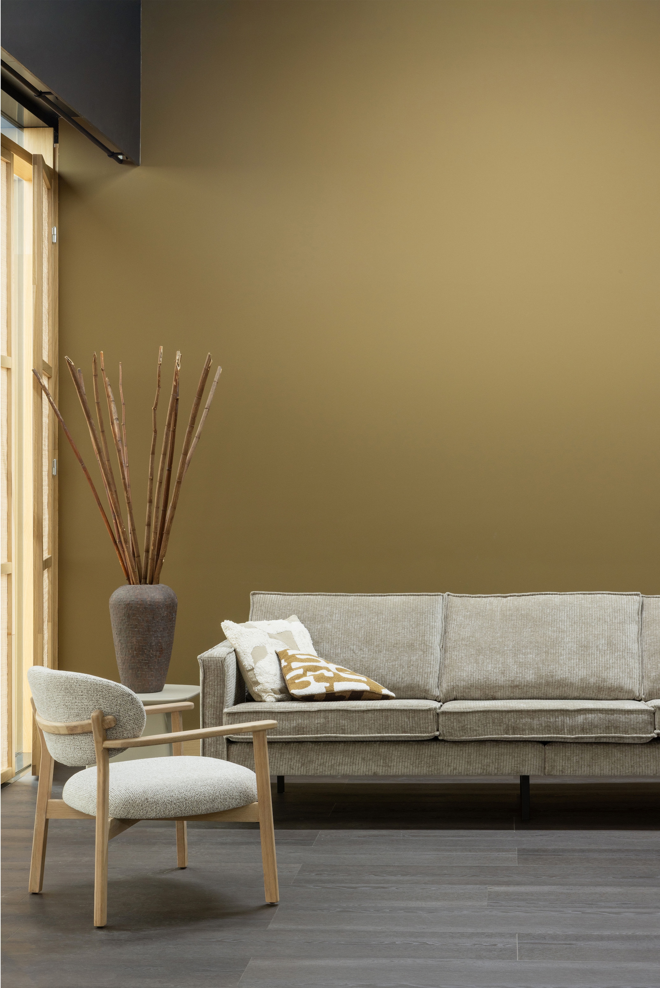 WOOOD Loungesessel »Udar mit Eichenholzgestell und More-Melange-Bezug, B68 x T75 x H76 cm« Sehr hohe Verschleißfestigkeit, Armlehnen integriert, Tragkraft 120 kg