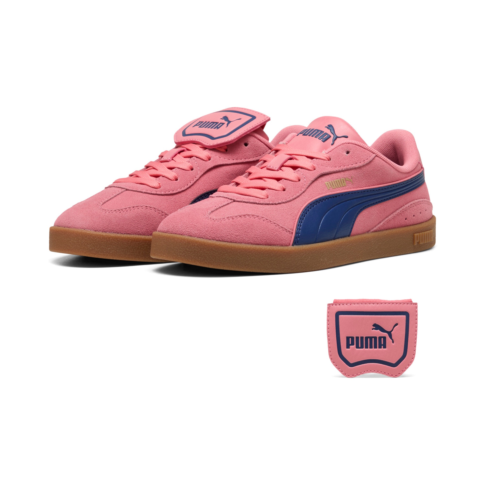 Sneaker PUMA "CLUB AZURA SD", Damen, Gr. 41, wild pink, blau jewel, Leder, unifarben, Schuhe Sneaker, aus Leder, mit Textil-Innenmaterial, mit Schnürung
