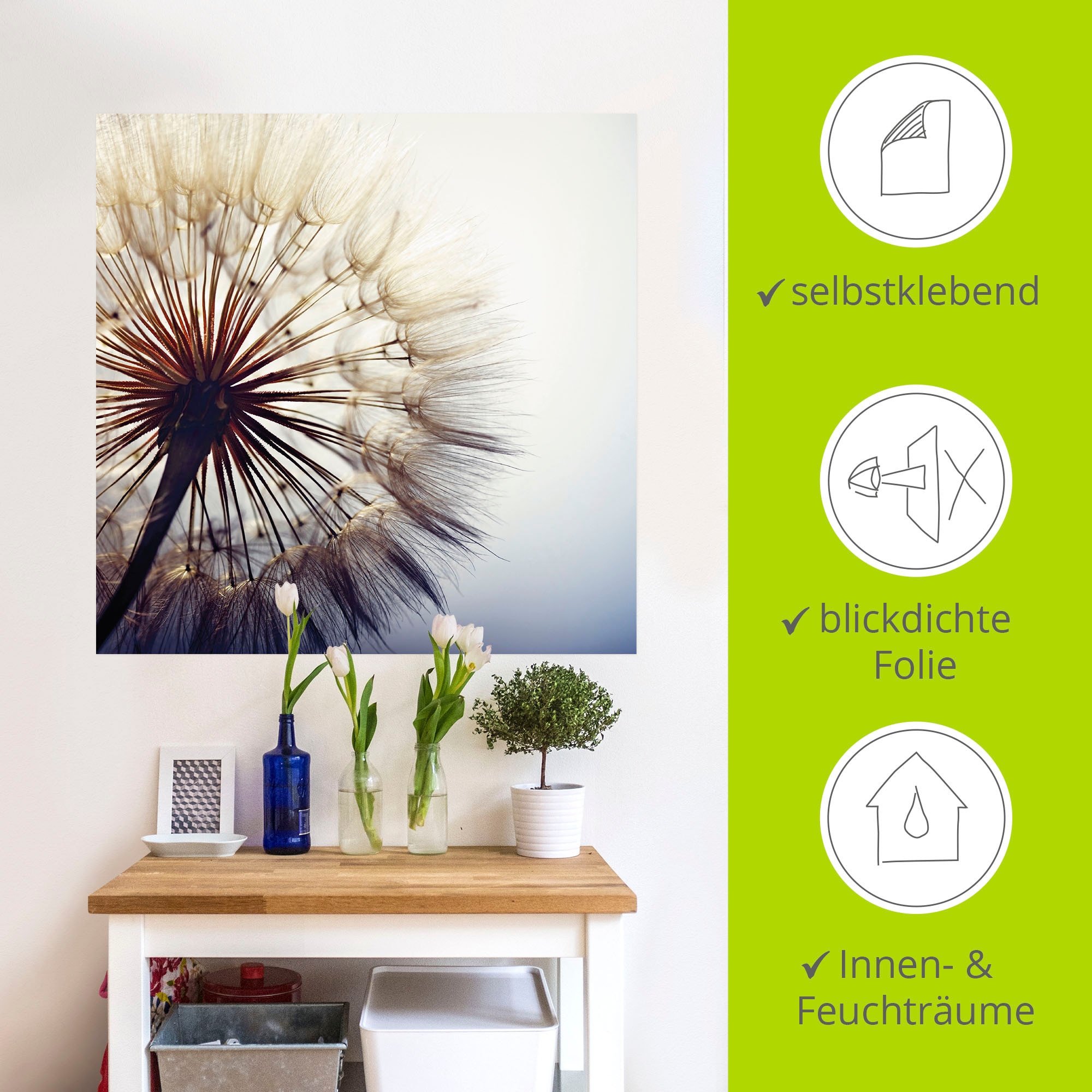 Artland Wandbild »Große Pusteblume«, Blumen, (1 St.), als Alubild, Outdoorbild, Leinwandbild, Poster, Wandaufkleber