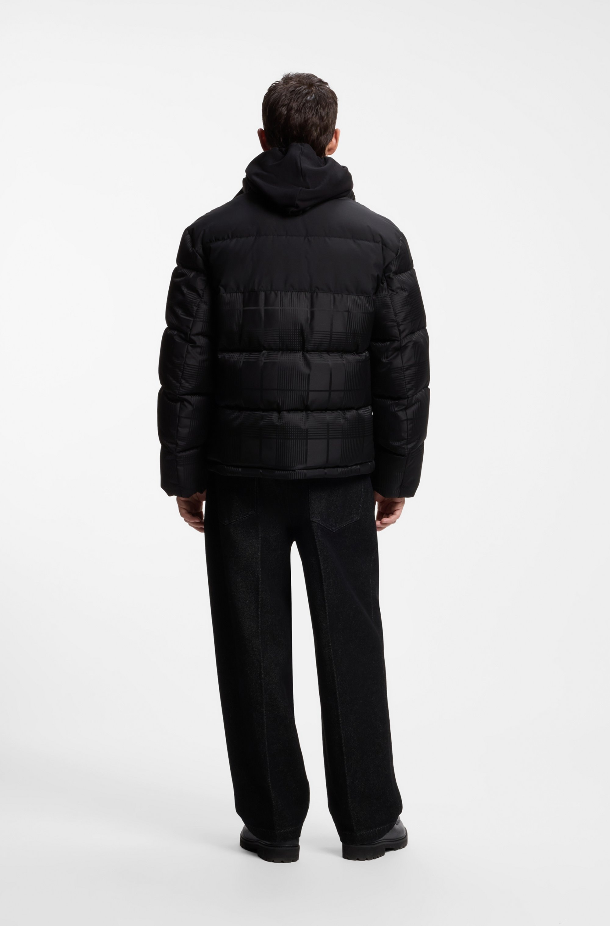 HUGO Steppjacke »Baltos« ohne Kapuze mit kariertem Jacquard-Muster, wasserabweisendes Finish, Regular Fit