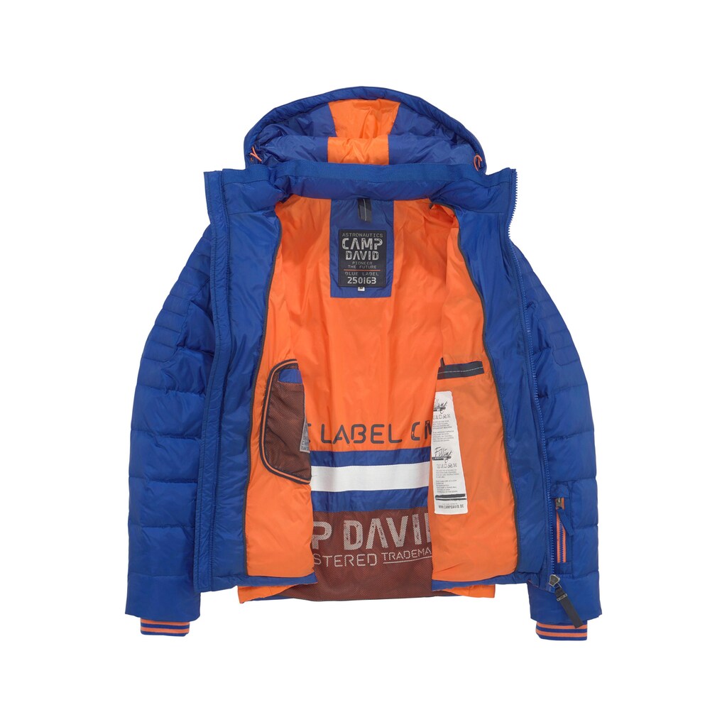 CAMP DAVID Steppjacke, mit Kapuze, im trendigen Kontrastfarben