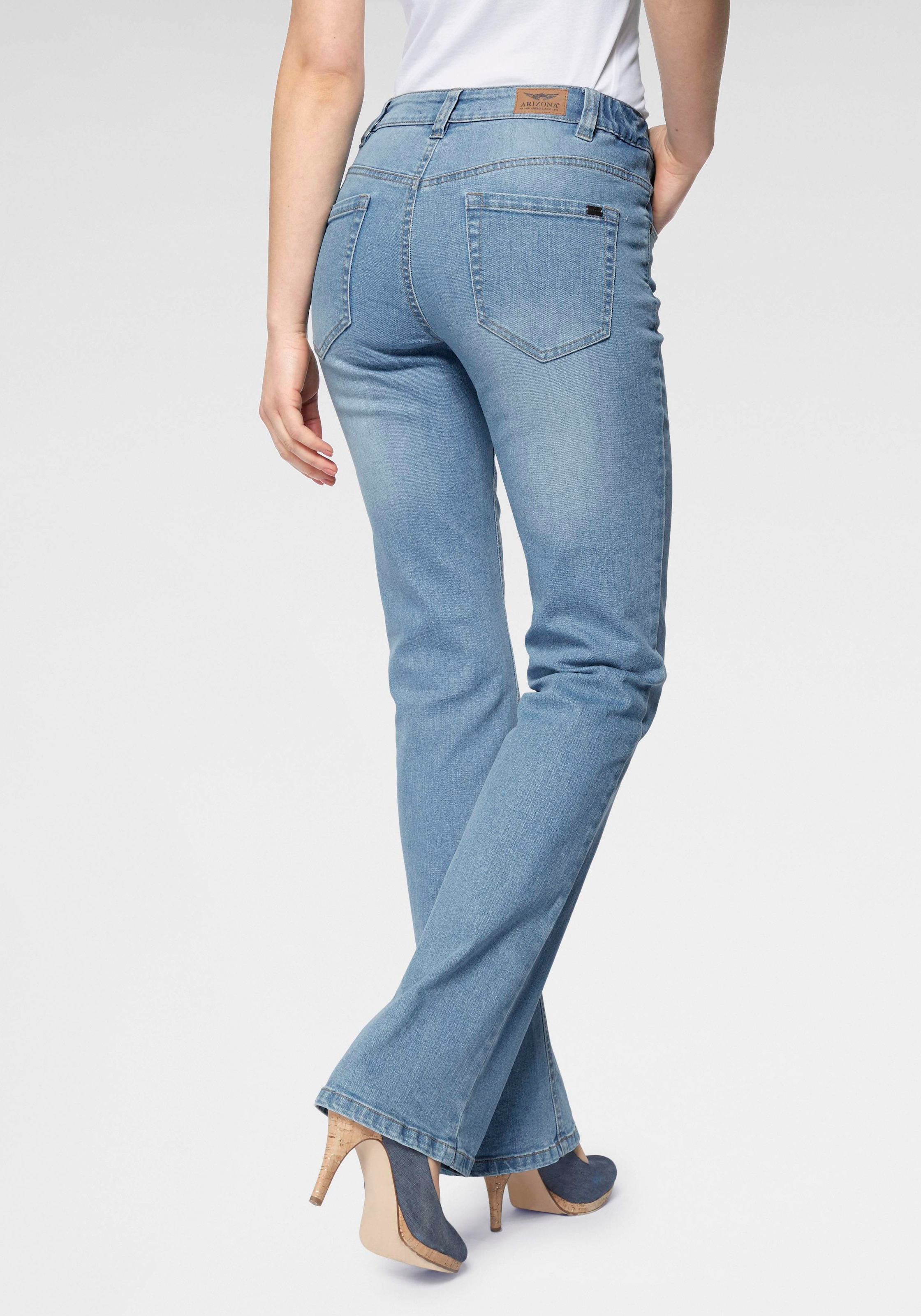 Arizona Bootcut-Jeans »Bund mit seitlichem Gummizugeinsatz«, High Waist