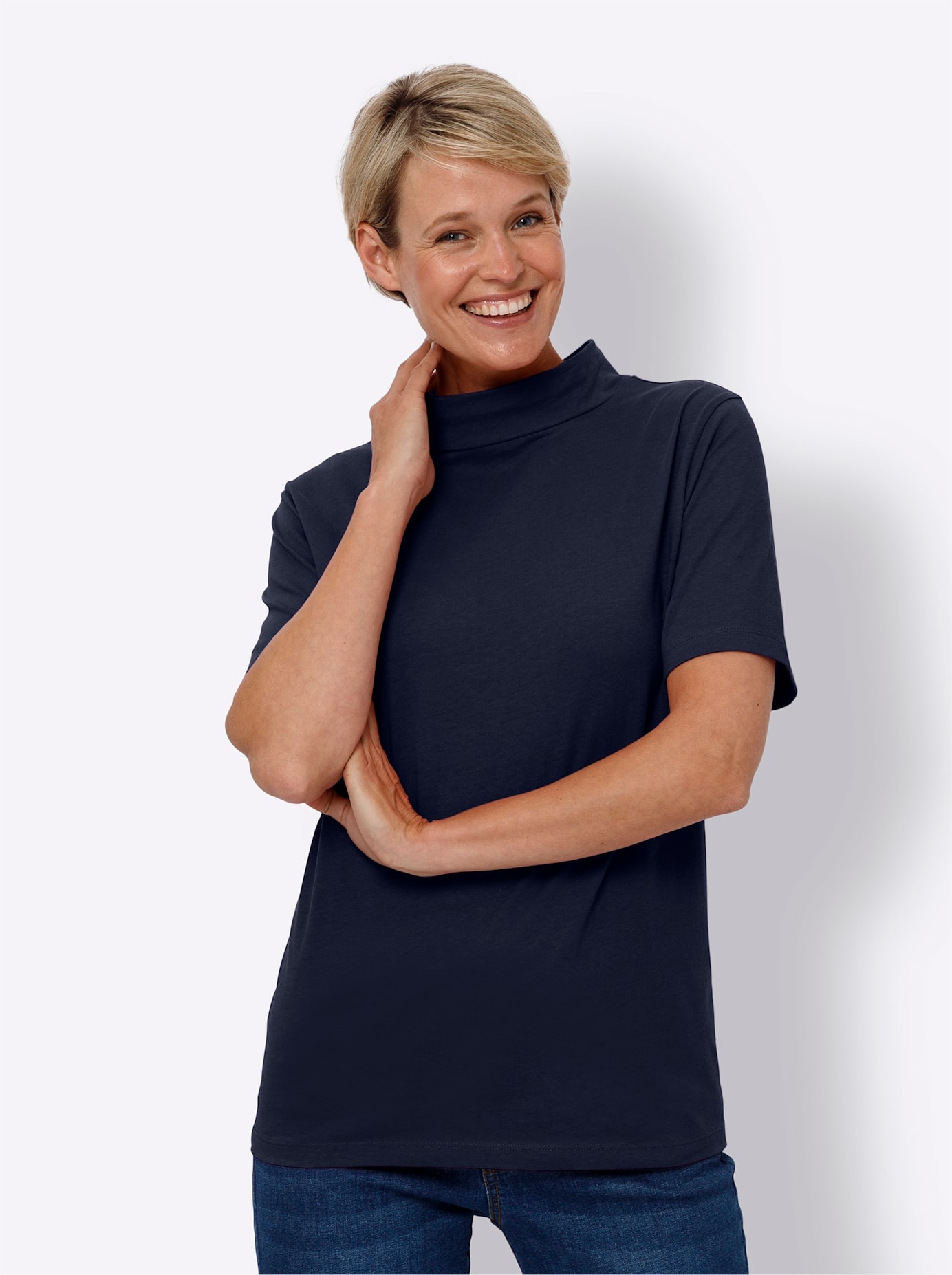 Classic Basics Stehkragenshirt "Kurzarm-Shirt", 1 Stk. günstig online kaufen