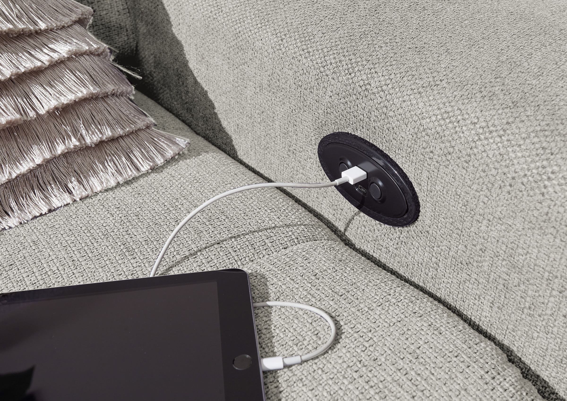 ED EXCITING DESIGN Ecksofa »Rockdale L-Form mit Bettfunktion, Bettkasten«, Kopfteilverstellung, Sitztiefenverstellung & USB-Port