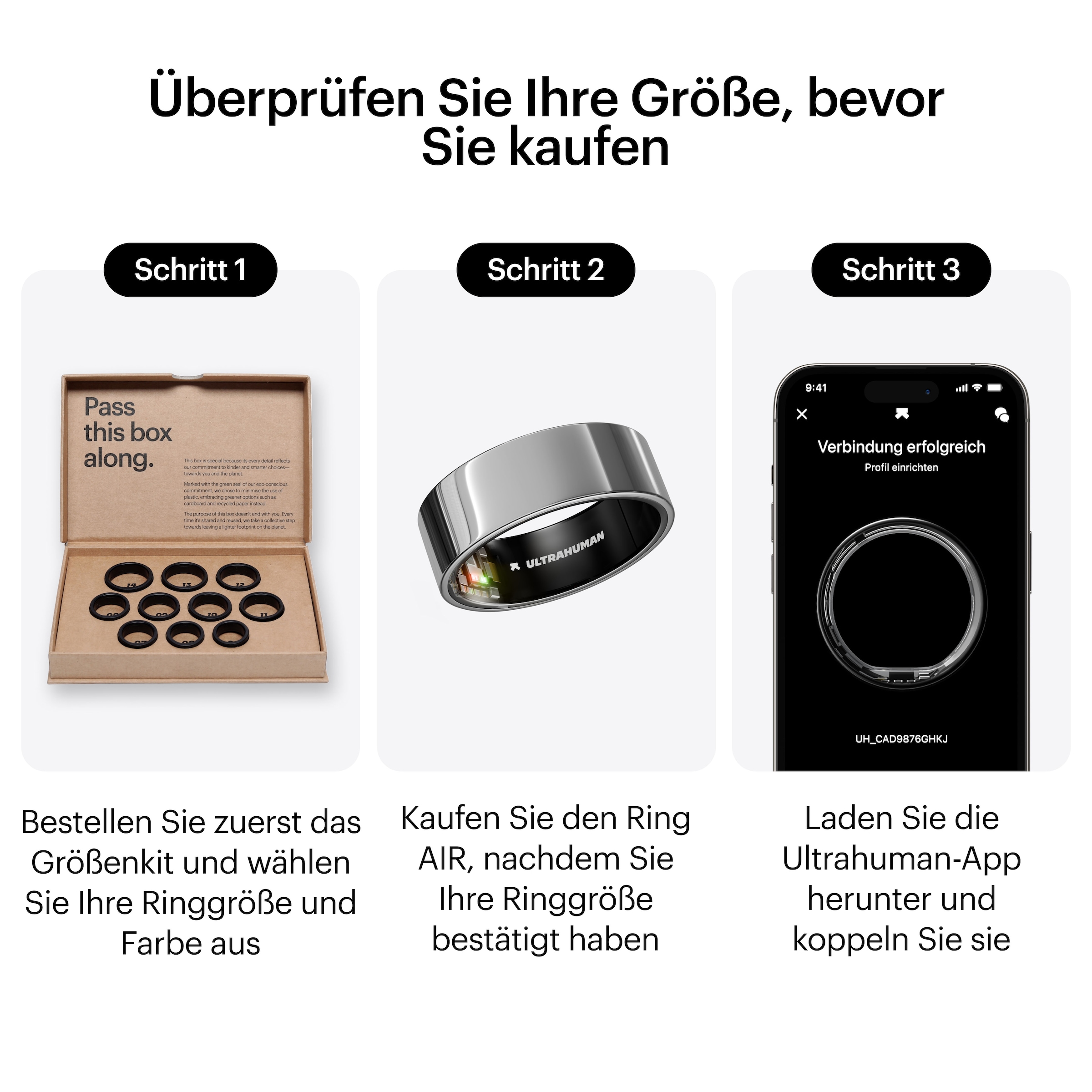 Ultrahuman Activity Tracker »Smartring AIR - Größe 9« Schlaf- und Fitness-Tracker für Frauen und Männer