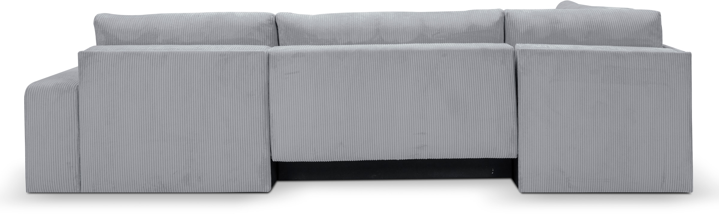 WERK2 Wohnlandschaft »Rotterdam-U, U-Form, in kuschelweichem Cord oder Breitcord«, Design Sofa mit Schlaffunktion & Bettkasten, Cord, Grau