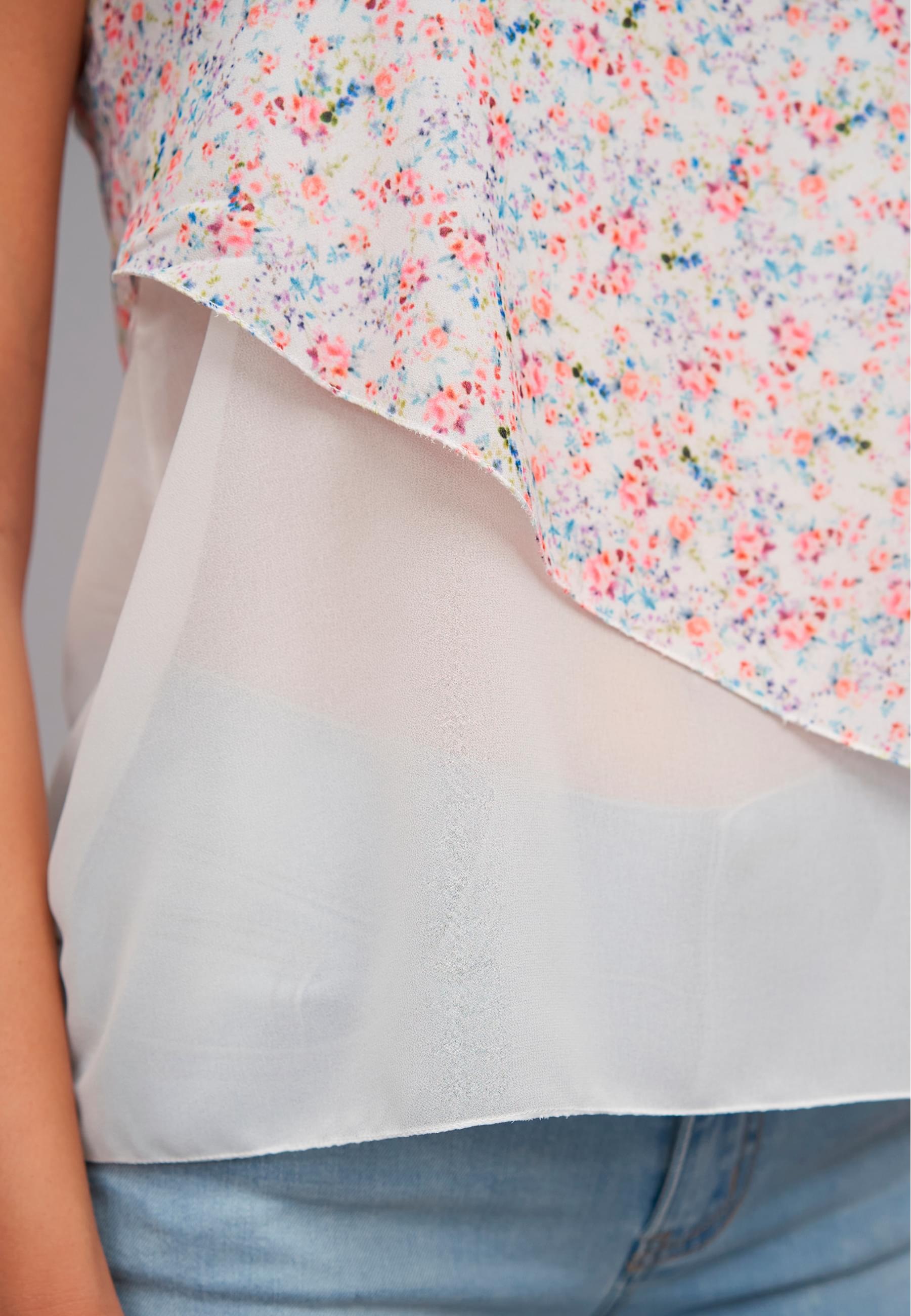 CLOUD 5IVE Muskelshirt »CLOUD 5IVE Chiffon Top 2-lagig V-Neck Blumen Print« 1 Stk. tlg.