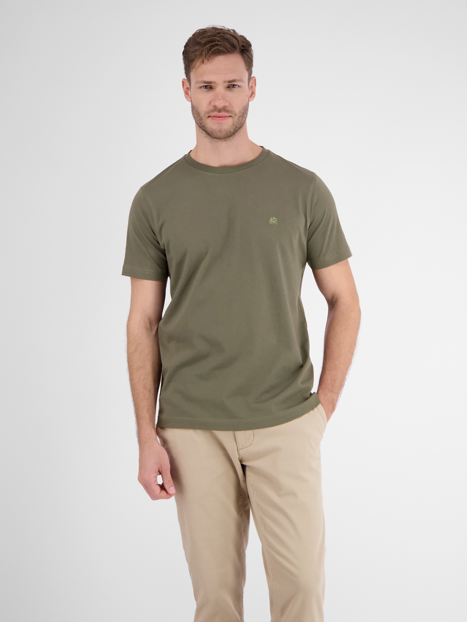 LERROS T-Shirt "Basic T-Shirt mit Logostitch, unifarben" günstig online kaufen