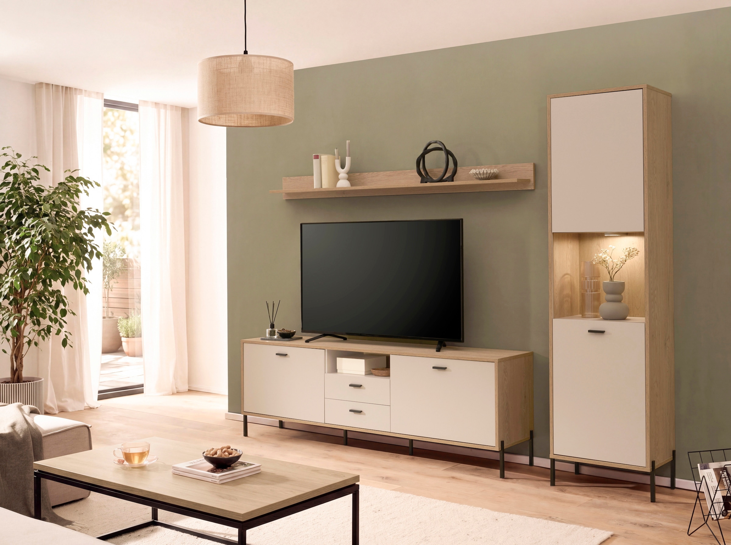 Home affaire Wohnwand »Fredericia, moderne Anbauwand, Komplettset in Kaschmir« Set, 3 Stk. tlg.