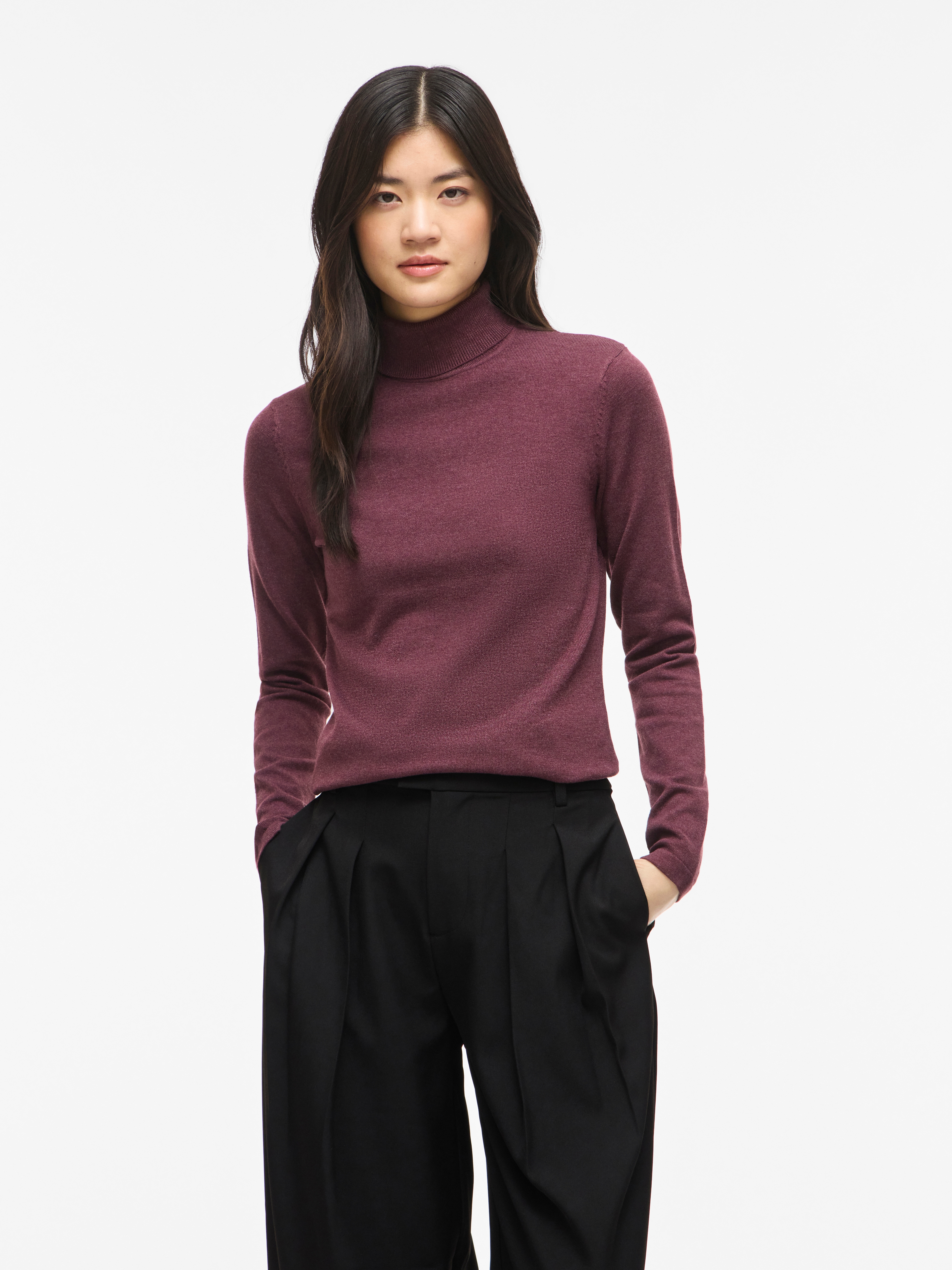 Vila Rollkragenpullover "VIMALU ROLLNECK L/S KNIT TOP NOOS" Materialmix