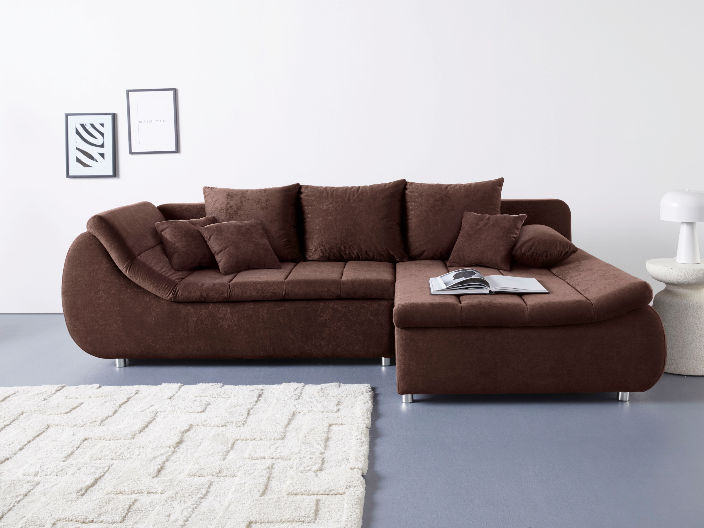 INOSIGN Ecksofa "Imola, elegant und modern, aktuelle Steppung im Sitz, bequ günstig online kaufen