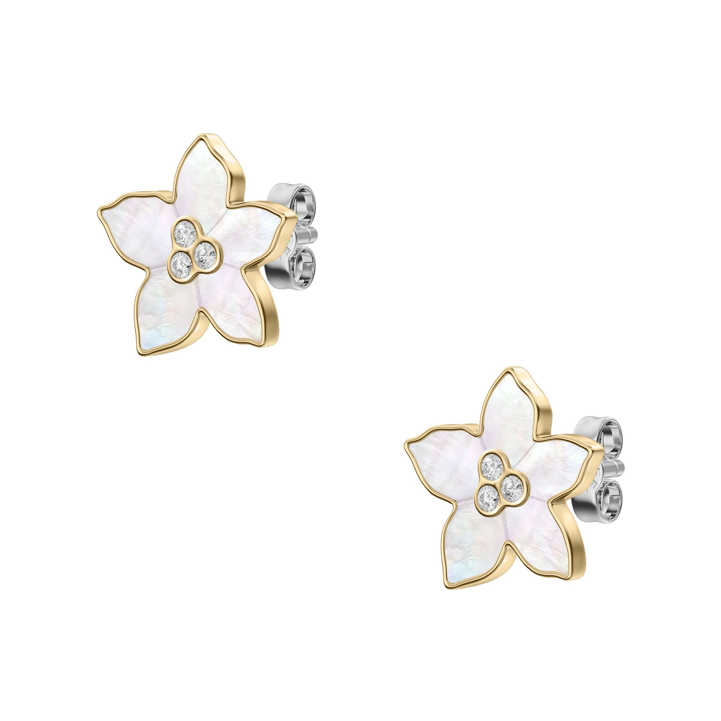 Fossil Paar Ohrstecker »Schmuck Geschenk Edelstahl Ohrringe Blume Sutton« mit Glasstein - mit Perlmutt
