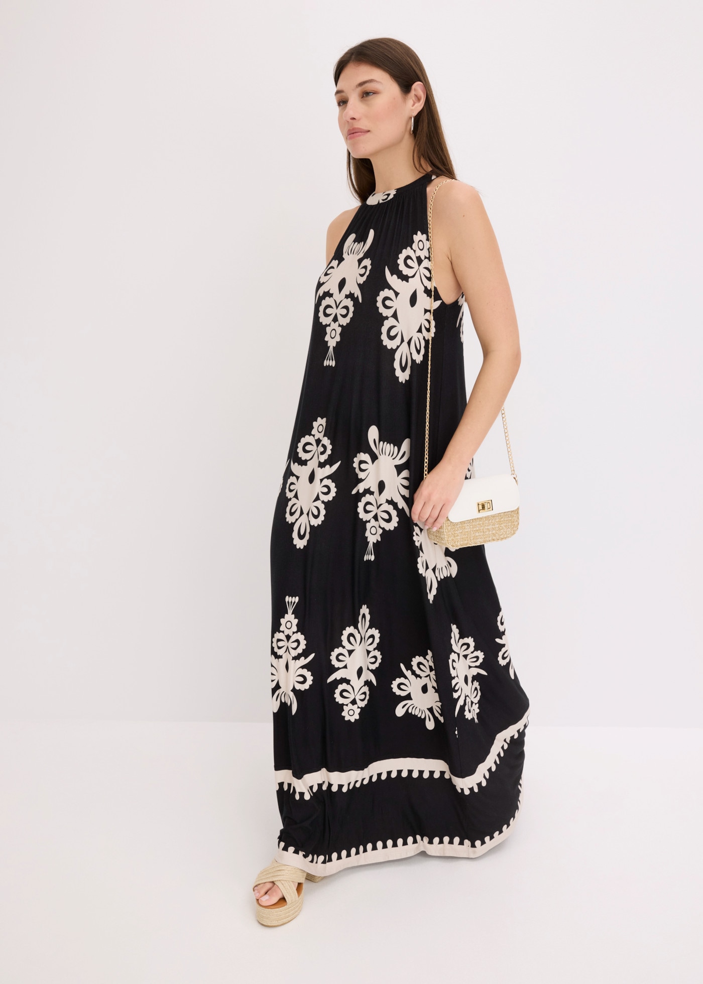 bonprix Jerseykleid aus Viskose-Mix, ausgestellte Passform, maxilänge, ärmellos