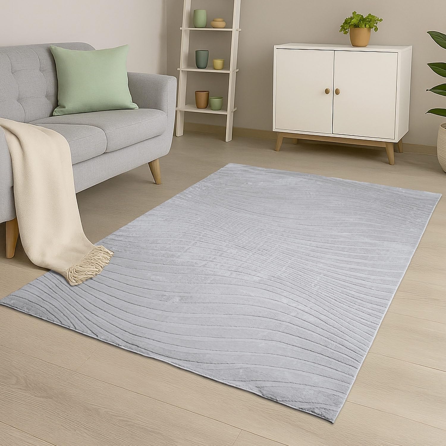 Carpet City Teppich »WAVES 503« rechteckig 12 mm Höhe Kurzflor, Hochtief-Muster/ 3D-Effekt, Uni, Wohnzimmer, Schlafzimmer