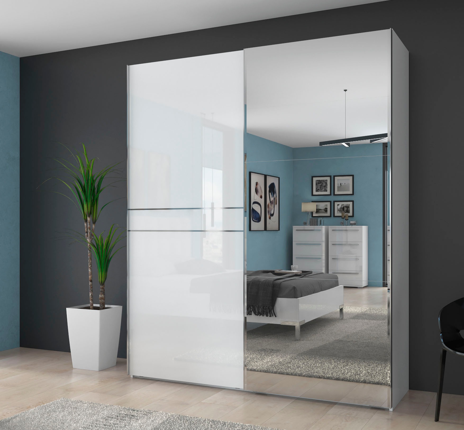 Places of Style Schwebetürenschrank "Piano, mit Einlegeböden und Kleidersta günstig online kaufen