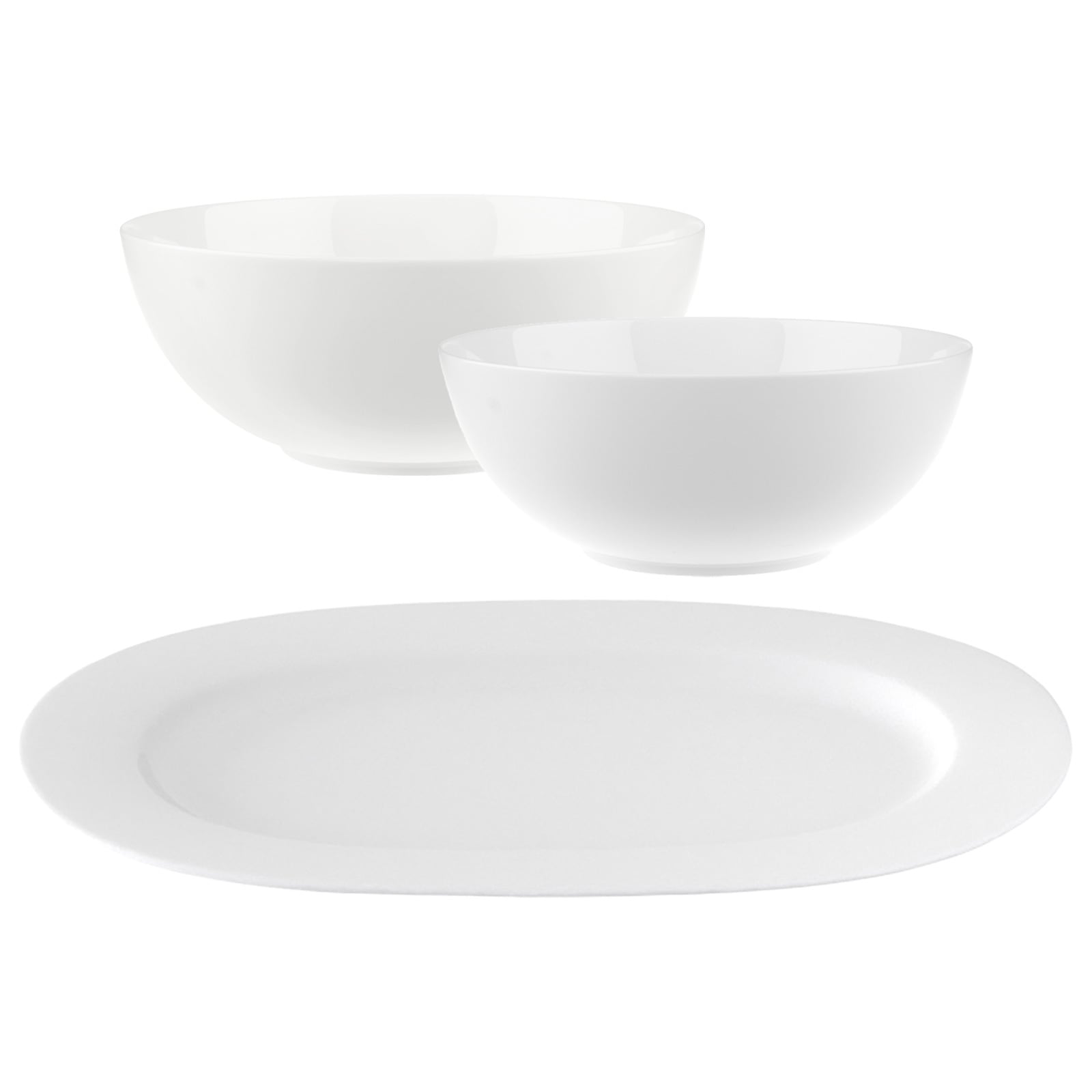 Villeroy & Boch Servierplatte "Servier-Set Anmut 3er Set weiß" Spülmaschinenfest, Mikrowellensicher