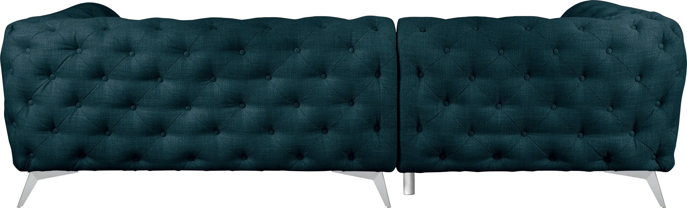 Leonique Chesterfield-Sofa »Ecksofa GLYNIS L-Form mit Wellenunterfederung, Maße B/T/H 264/204/75cm«, aufwändige Knopfheftung, moderne Chesterfield Optik, Fußfarbe wählbar