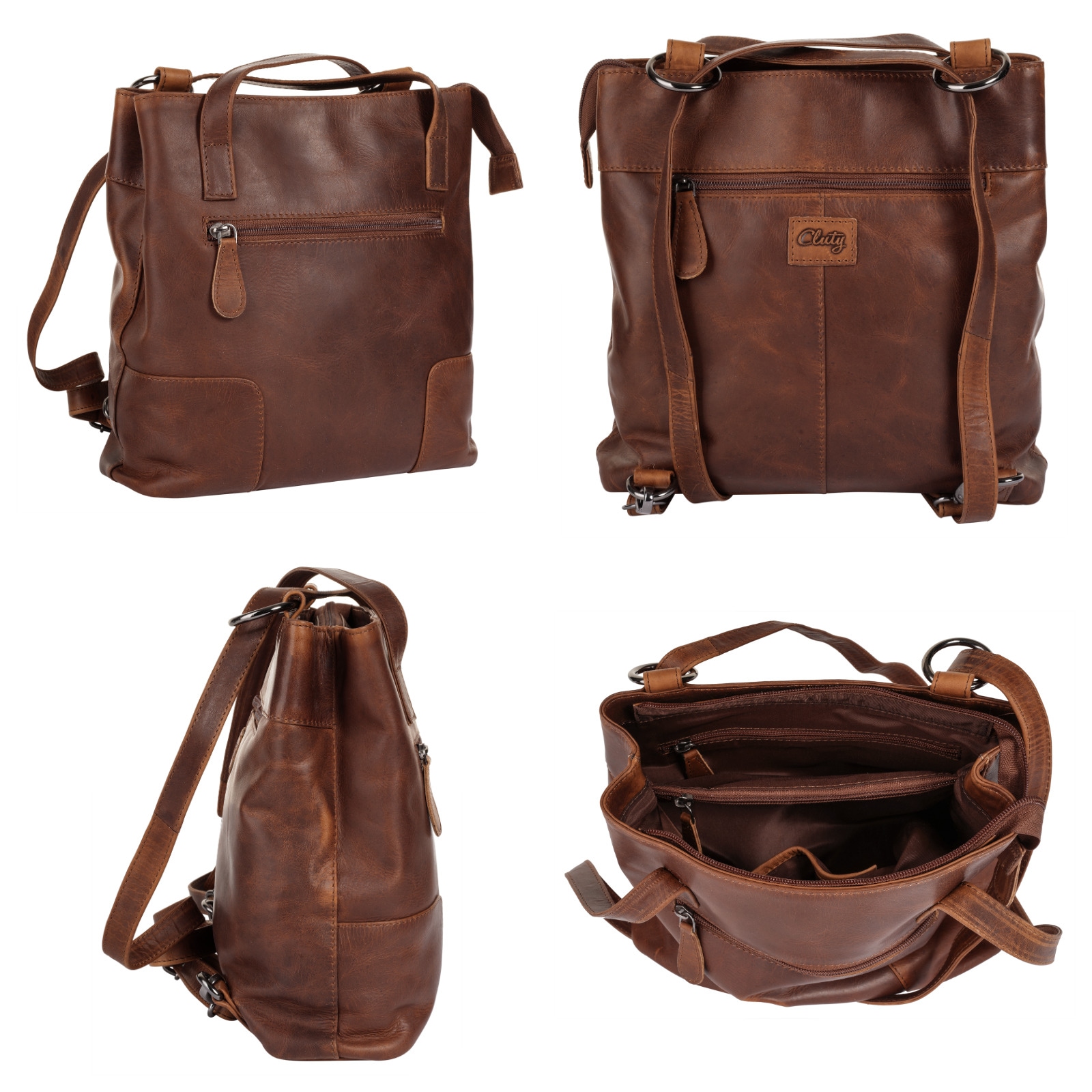 Cluty Cityrucksack, echt Leder