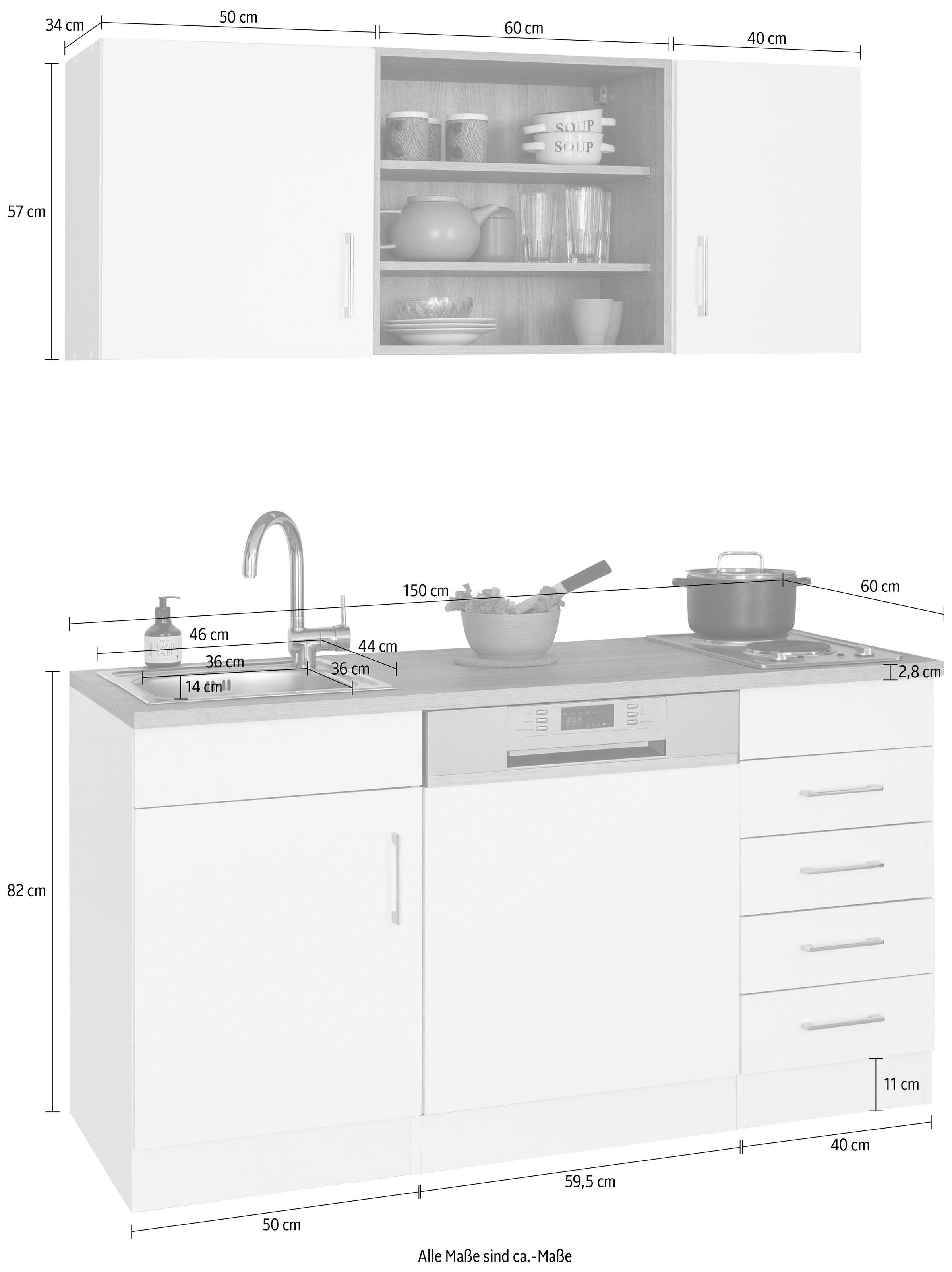 HELD MÖBEL Küche »Mali«, Breite 150 cm, mit E-Geräten bestellen | BAUR