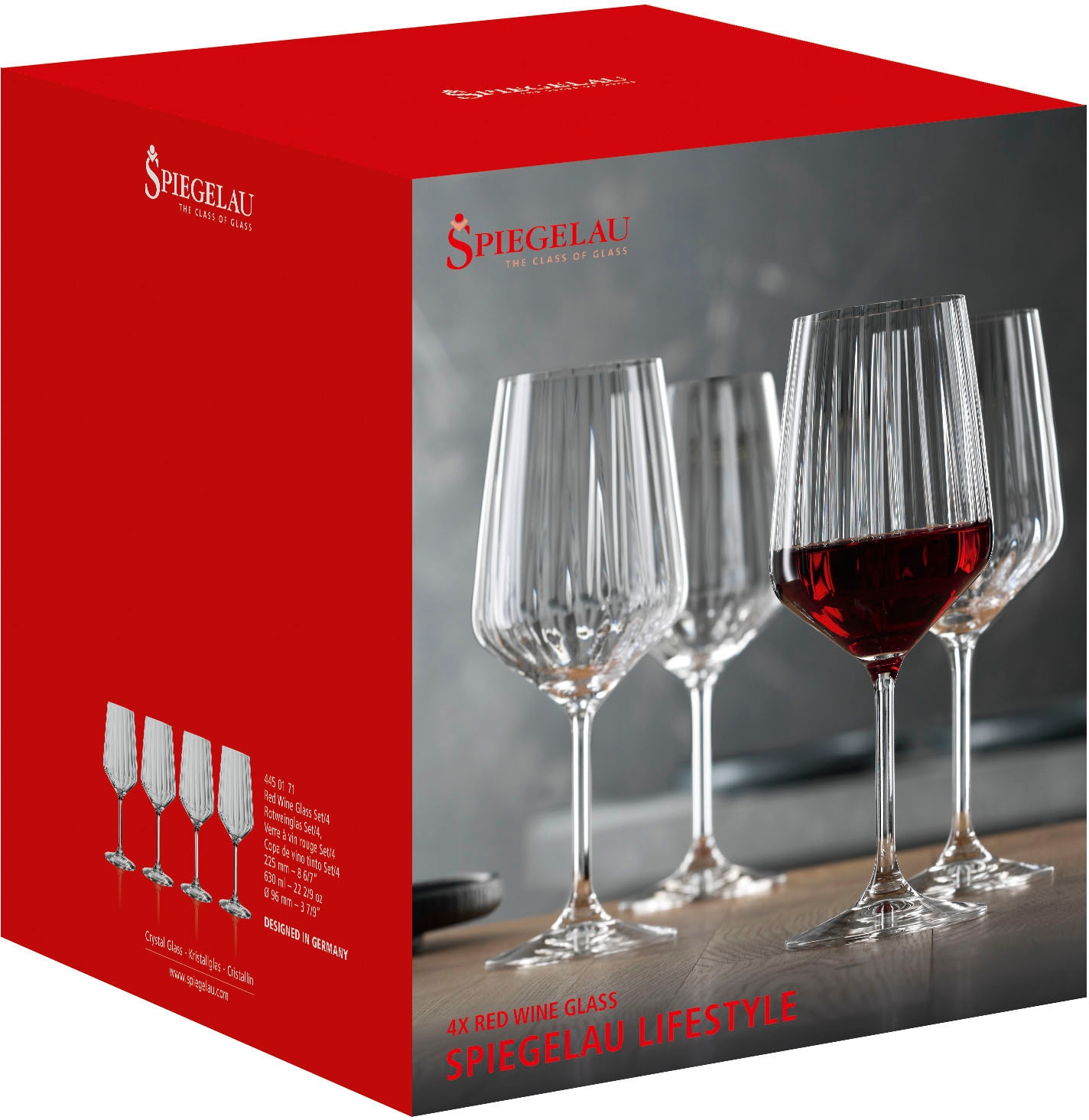 SPIEGELAU Rotweinglas »LifeStyle«, (Set, 4 tlg., Set bestehend aus 4 Gläsern), 630 ml, 4-teilig