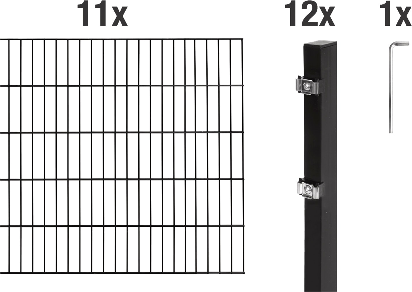 Alberts Doppelstabmattenzaun "Grundset" Höhe: 80-200 cm, Gesamtlänge: 4-30 m, zum Einbetonieren