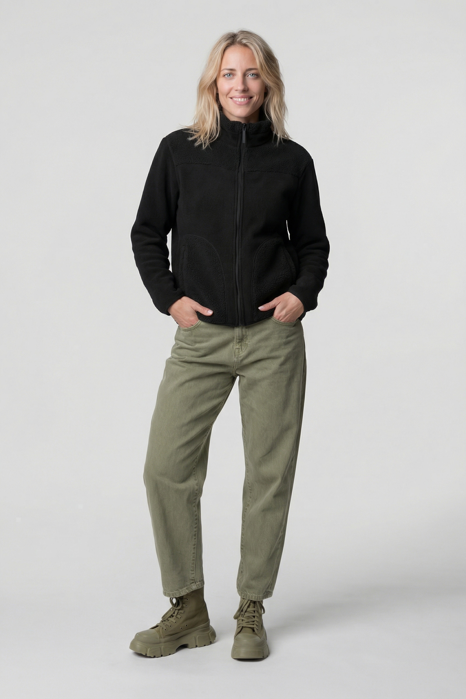 Alife & Kickin Fellimitatjacke »Damen LysannAK T Übergangsjacke, Jacke« mit Stehkragen aus Teddyfleece und weichem Materialmix