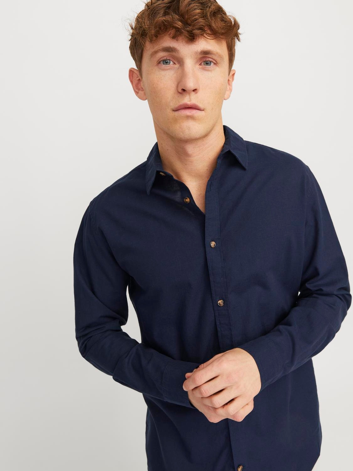 Jack & Jones Langarmhemd "JJESUMMER LINEN BLEND SHIRT LS SN"