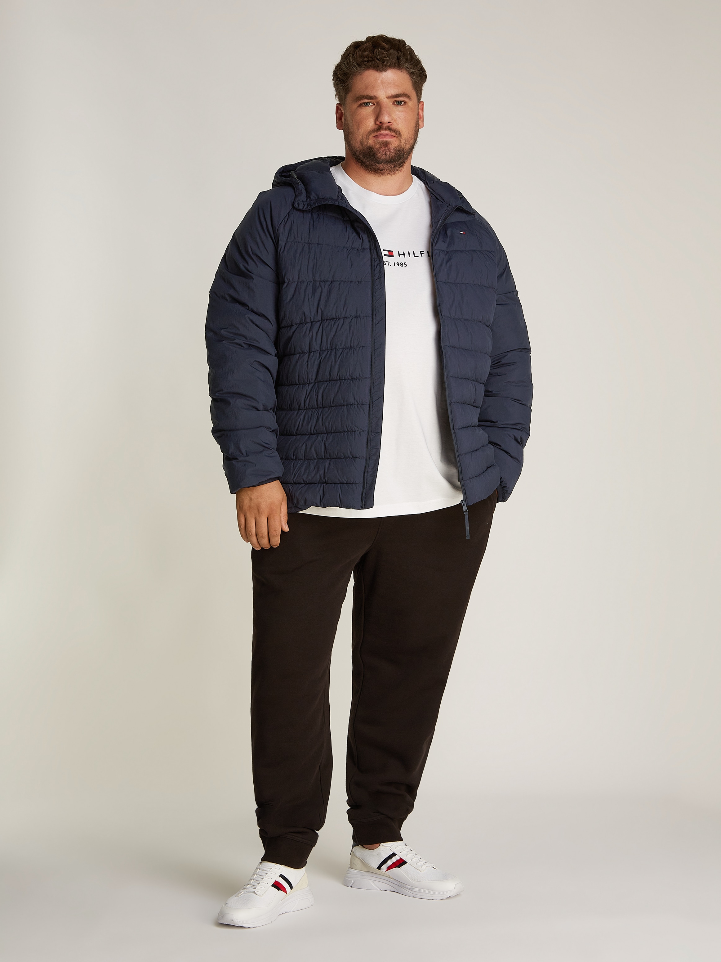 Tommy Hilfiger Big & Tall Steppjacke »BT-MIX QUILT HOODED JACKET-B«, mit Kapuze, in Großen Größen, Logostickerei