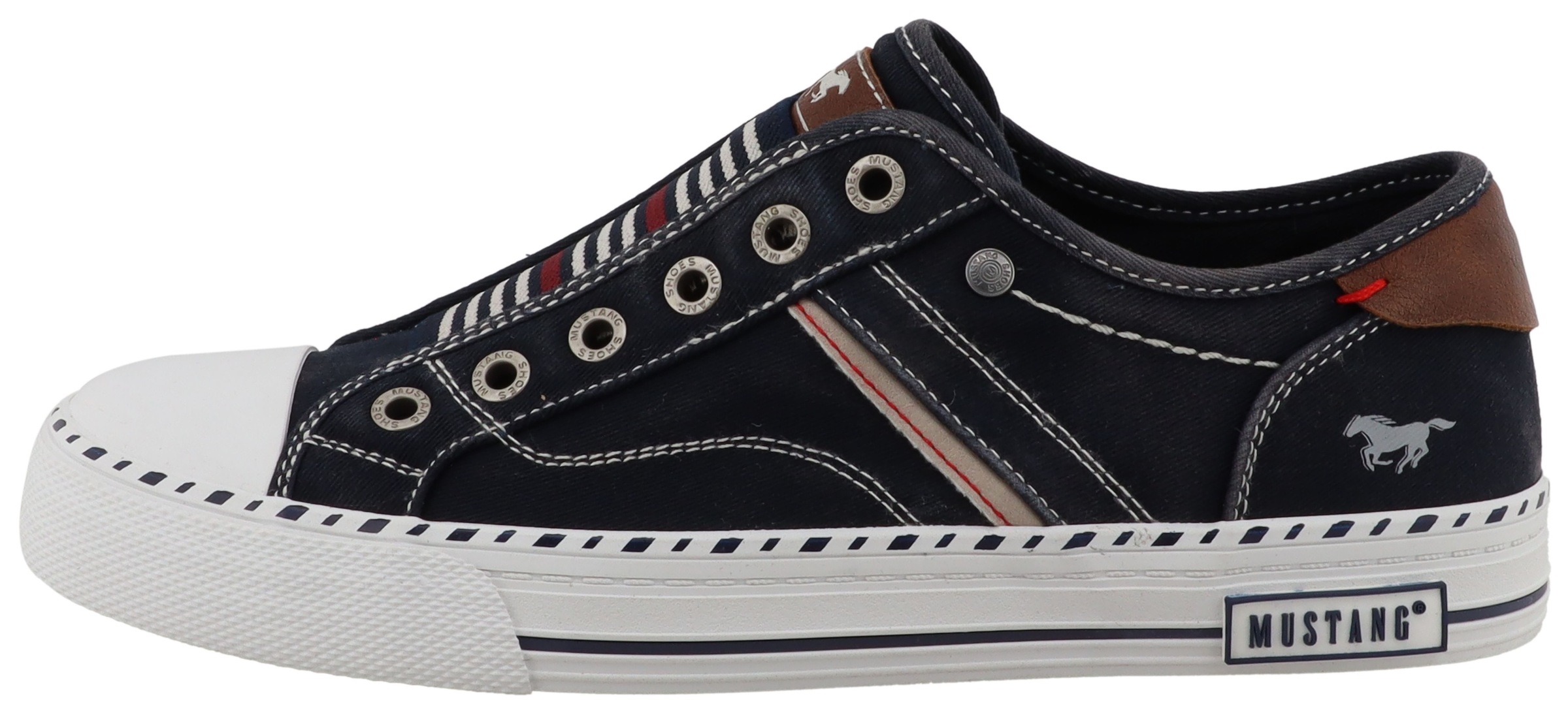 Mustang Shoes Slip-On Sneaker »Magdalena«  Freizeitschuh, Slipper, Schlupfschuh mit Kontrastbesätzen