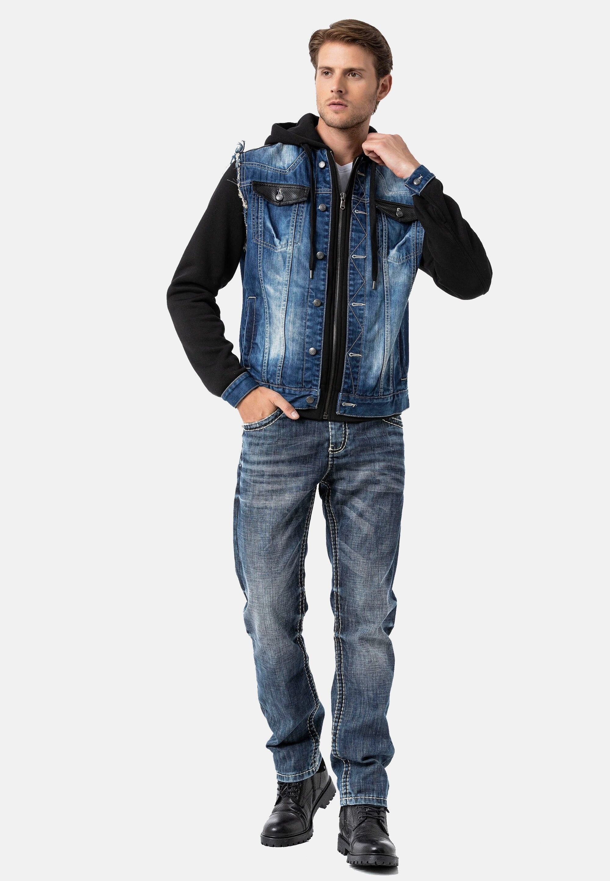 Cipo & Baxx Jeansjacke »Cipo & Baxx Jacke CJ307« mit Kapuze Abgerundet mit metallischen Details