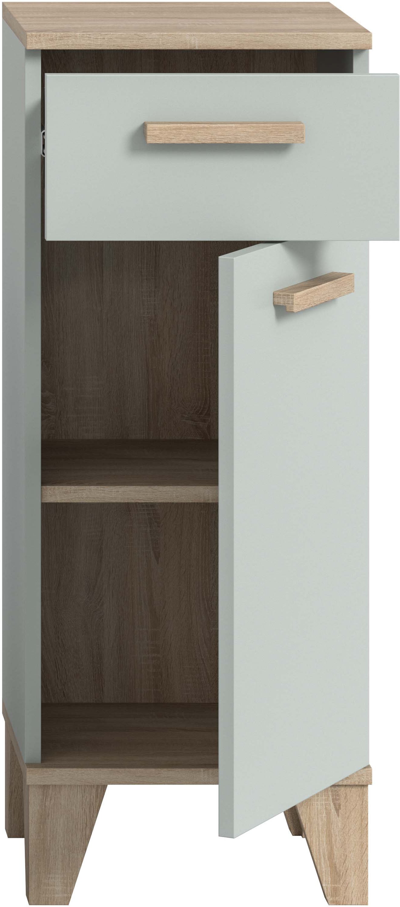 welltime Midischrank »MINTTU, Höhe 87 cm, 1 Tür, 1 Schubkasten, 1 Einlegeboden, 2 Fächer« Türanschlag rechts und links montierbar,  Badmöbel, Badschrank, Schrank, Kommode, Bad, Unterschrank
