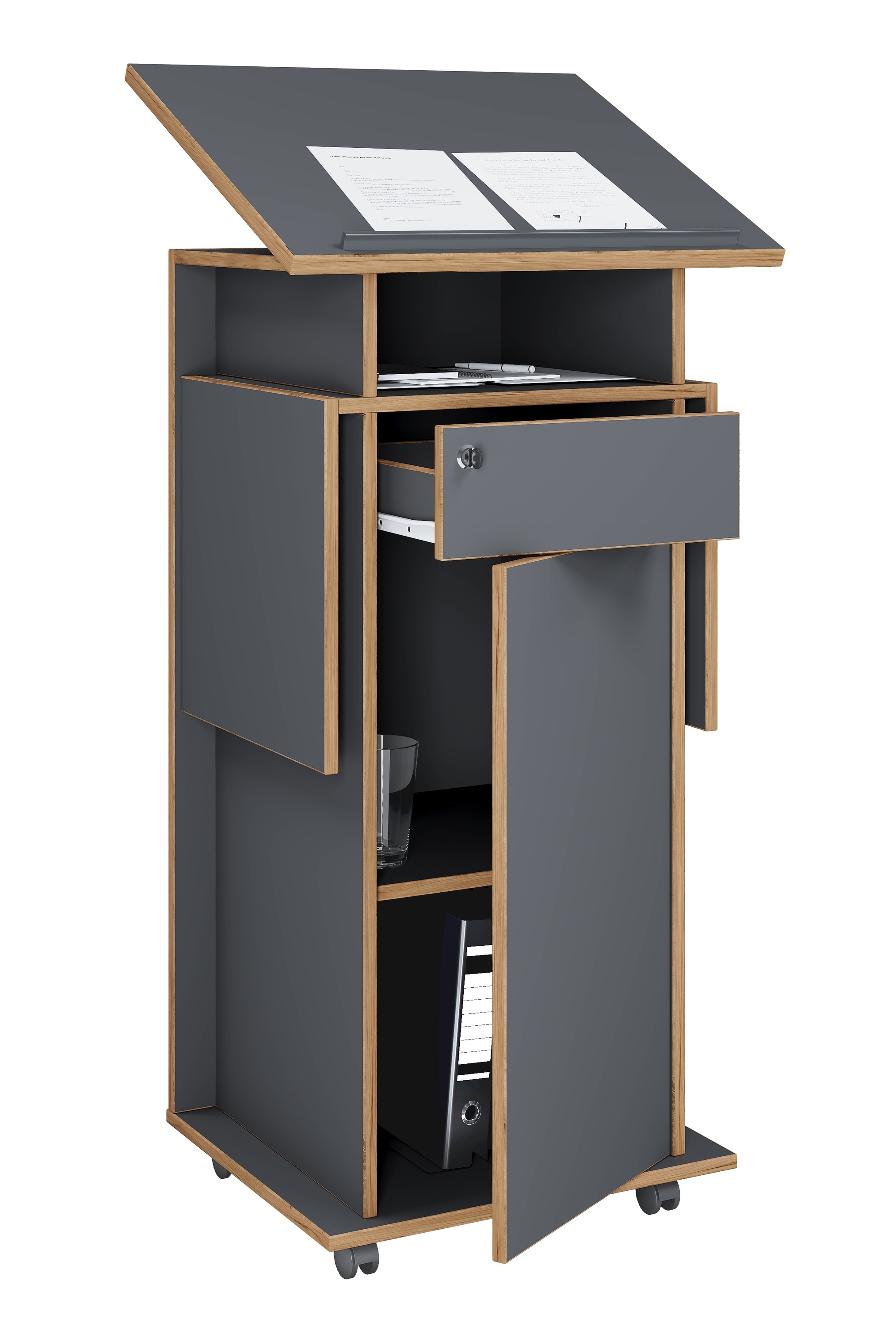 VCM Stehpult »Holz Stehpult Rednerpult Stehtisch Rollen Salia T« 1 Stk. tlg.