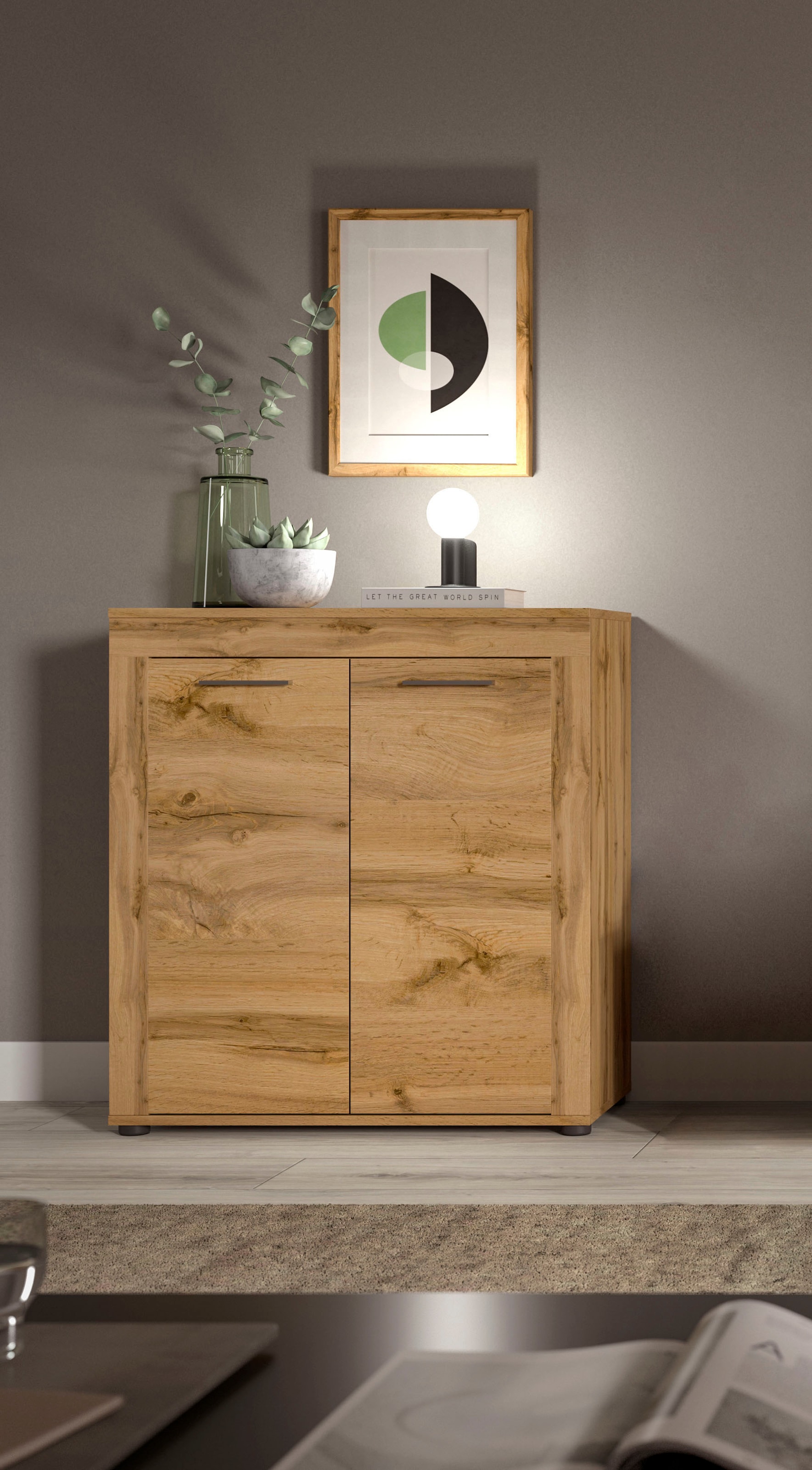 Highboard »Aosta, Höhe 88 cm, in verschiedenen Farbausführungen«, mit 2 Türen und 3...