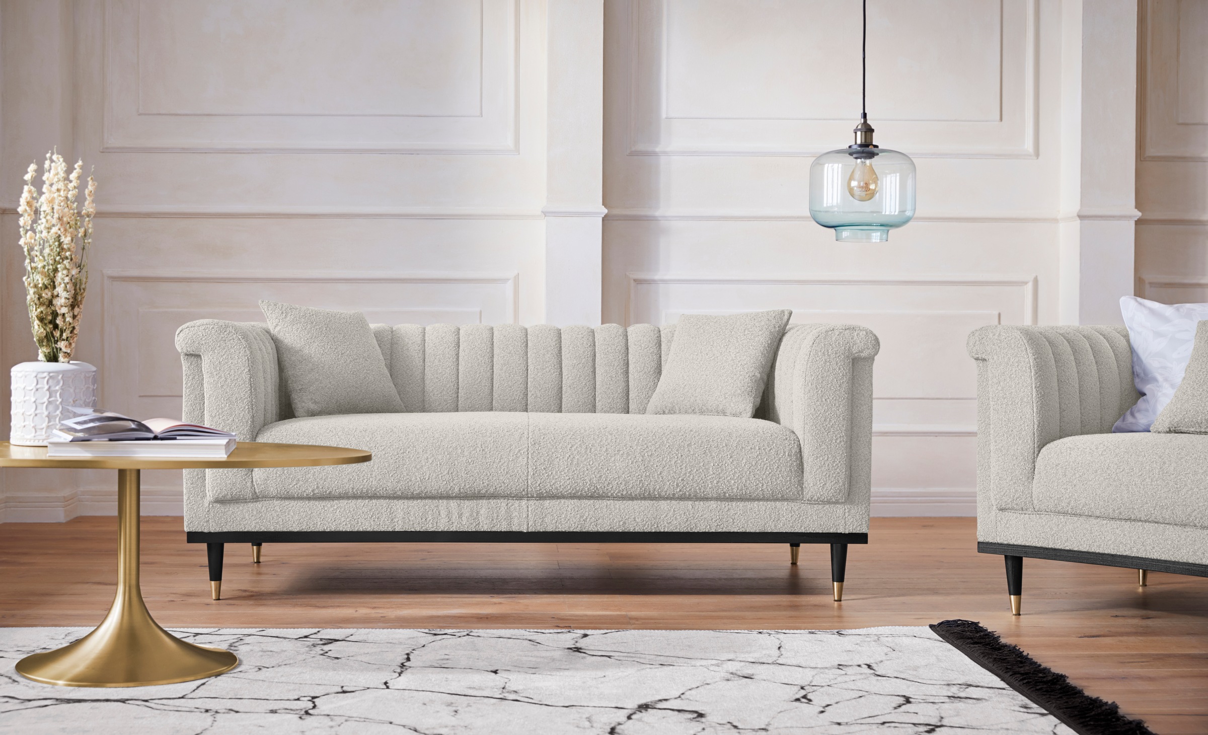 Home affaire 2-Sitzer "Chamby New", im Bouclé-Strukturbezug mit Steppung im günstig online kaufen