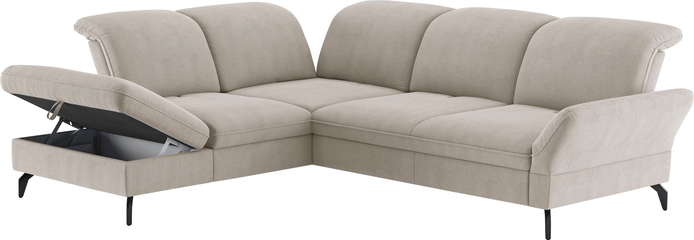 sit&more Ecksofa »Leandro L-Form«, Wahlweise mit Bett-, Kopfteil - und Armlehnfunktion, sowie Stauraum