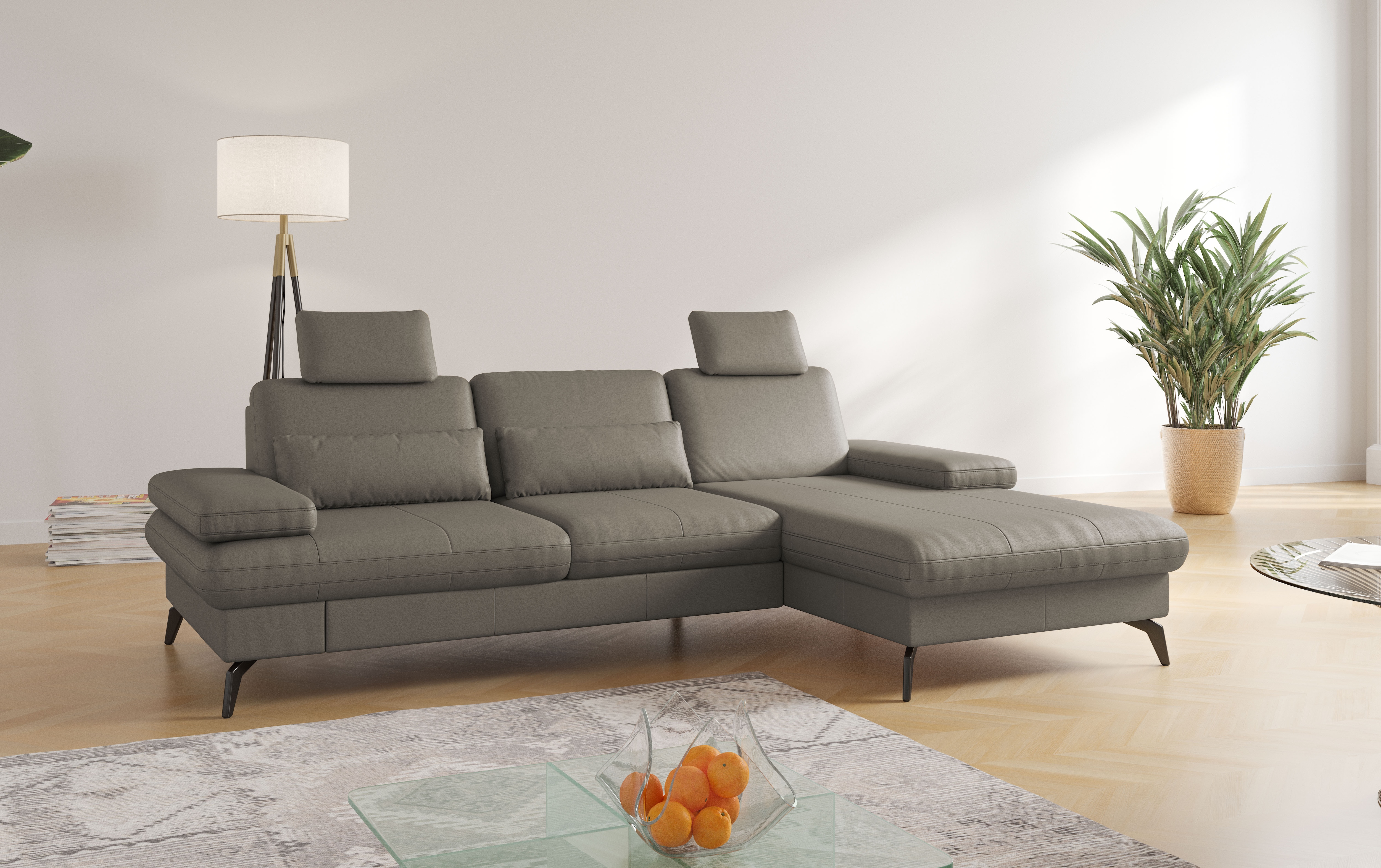 sit&more Ecksofa "Morris L-Form, inkl. Sitztiefenverstellung" wahlweise mit Armteilverstellung, Schlaffunktion & Bettkasten
