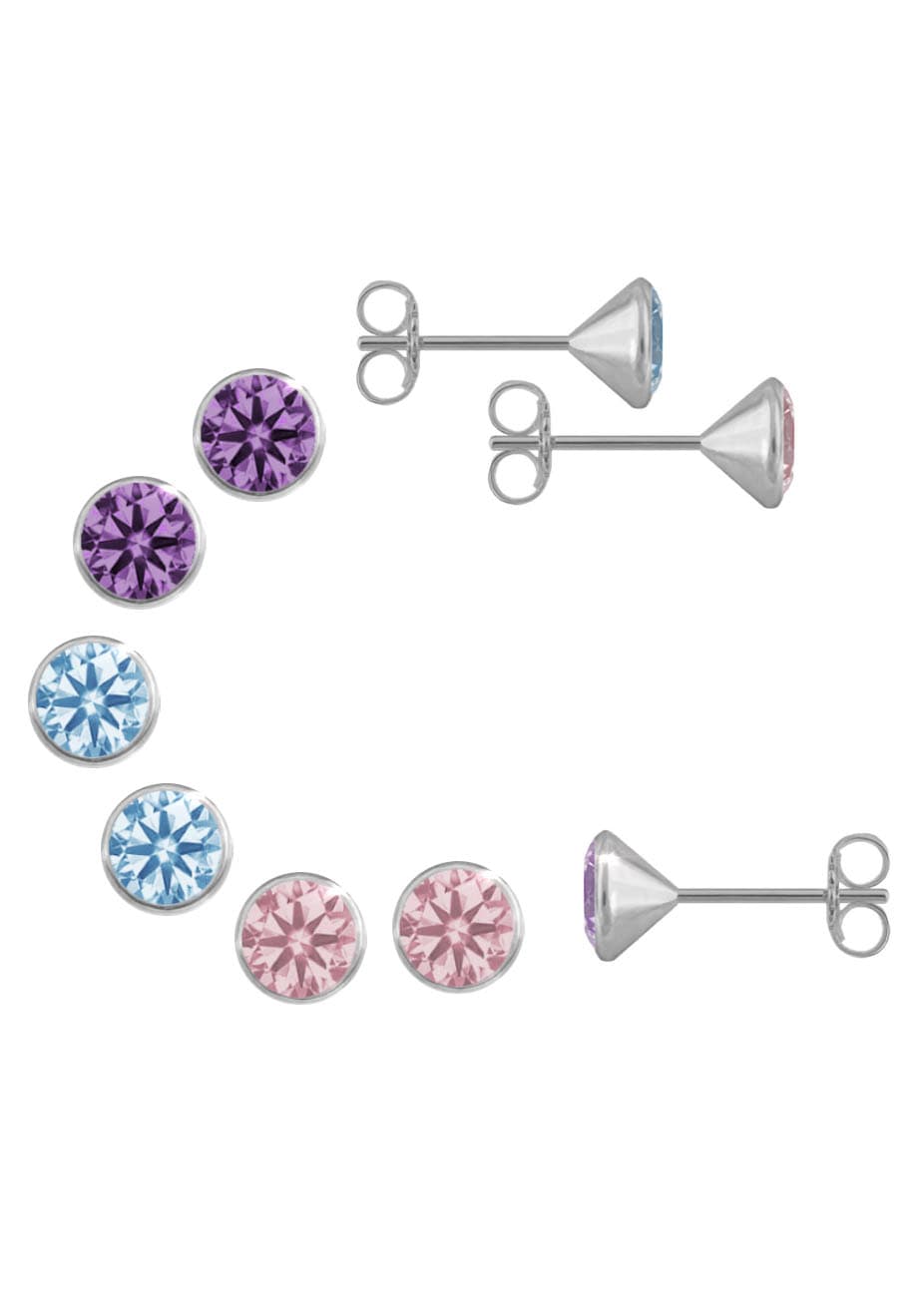 FIRETTI Multipack Earring Set 925 Sterling Silver Multicolor 4.5mm