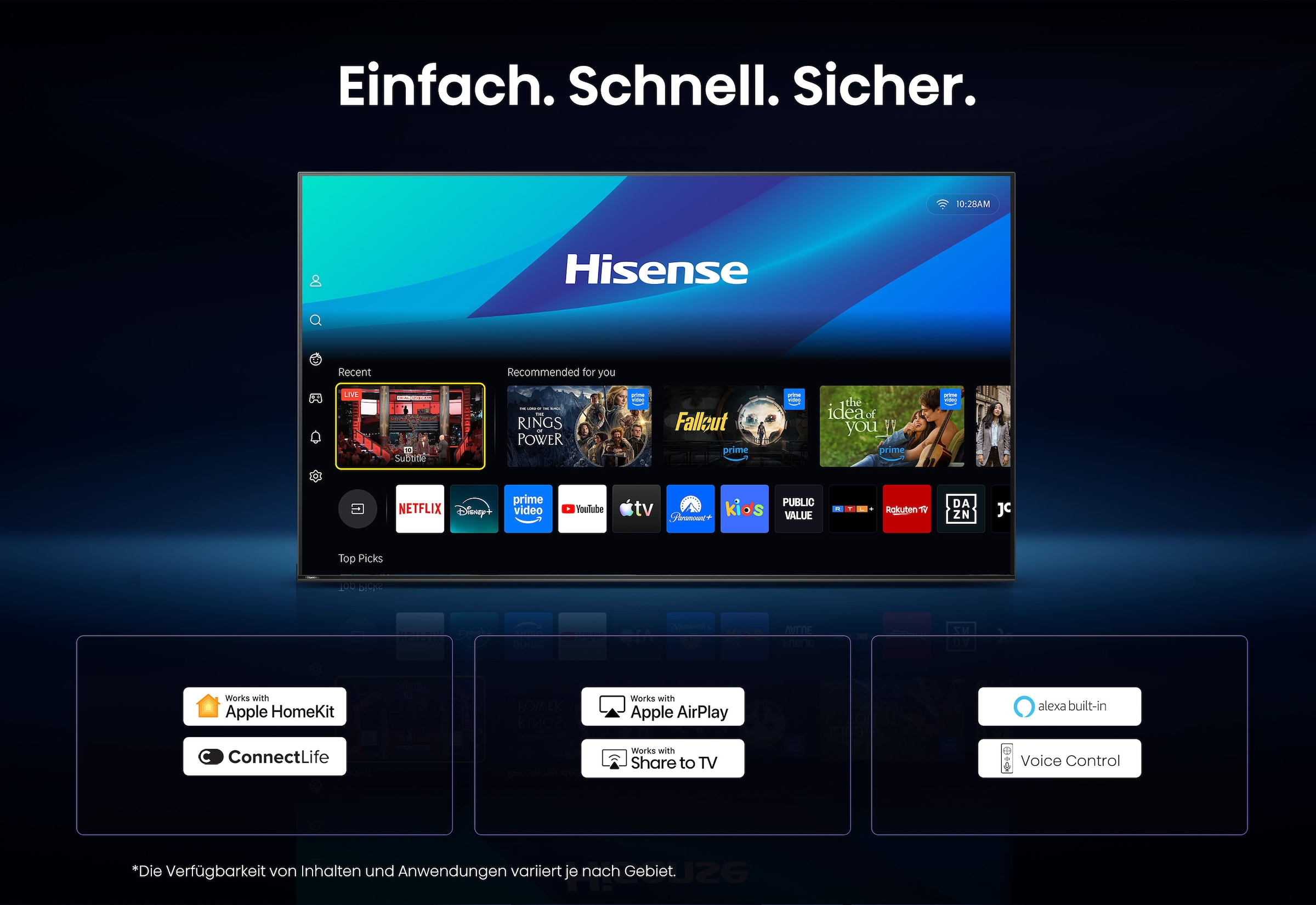 Hisense Mini-LED-Fernseher »85UR8DS« 215 cm/85 ″ Smart-TV