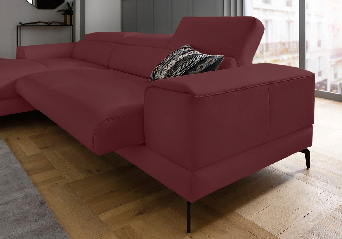 W.SCHILLIG Ecksofa »piedroo, Designsofa mit tollem Sitzkomfort, L-Form«, Kopfteilverstellung, wahlweise mit Sitztiefenverstellung, Breite 303cm