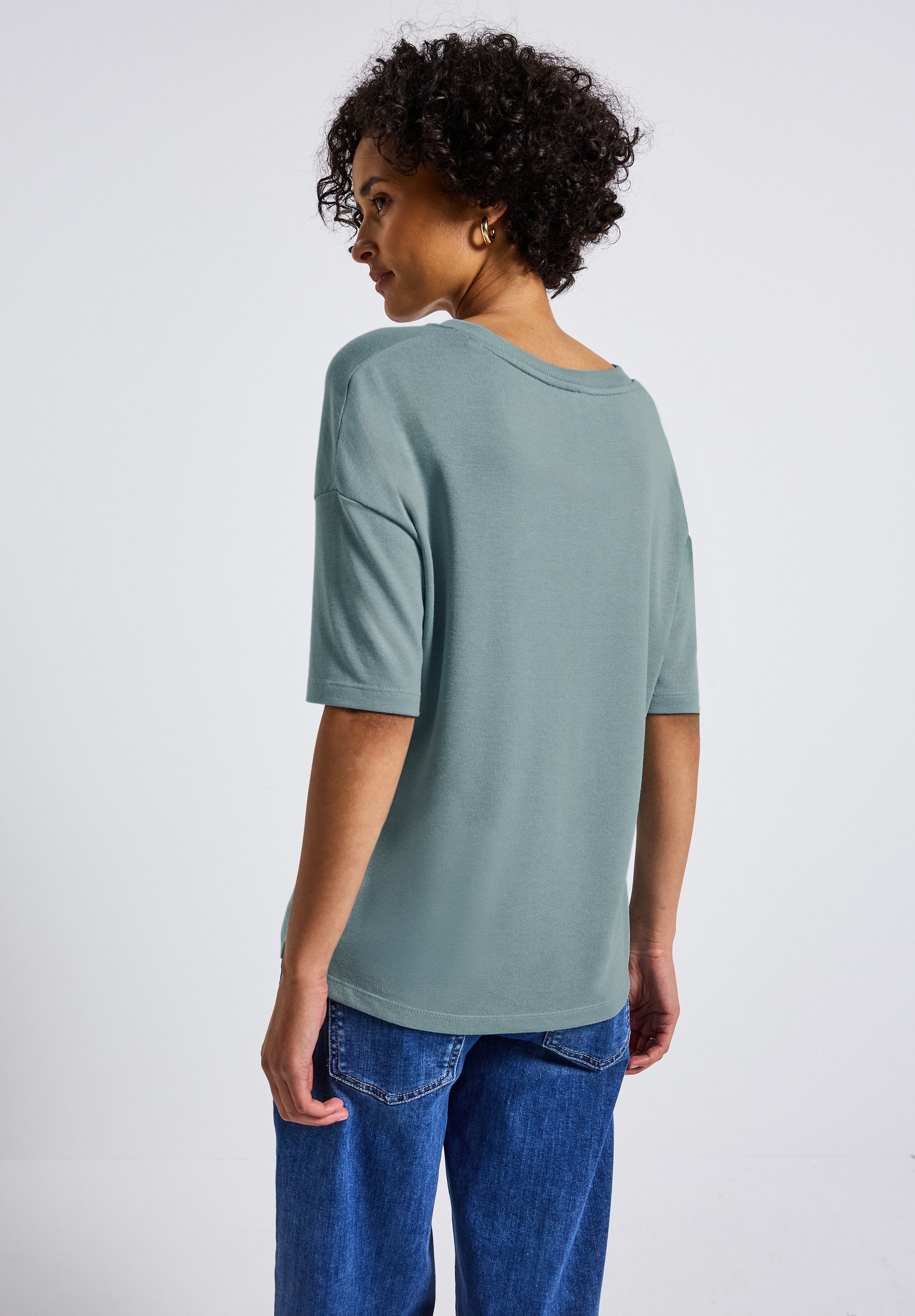 STREET ONE T-Shirt, mit V-Ausschnitt und im Strick-Look