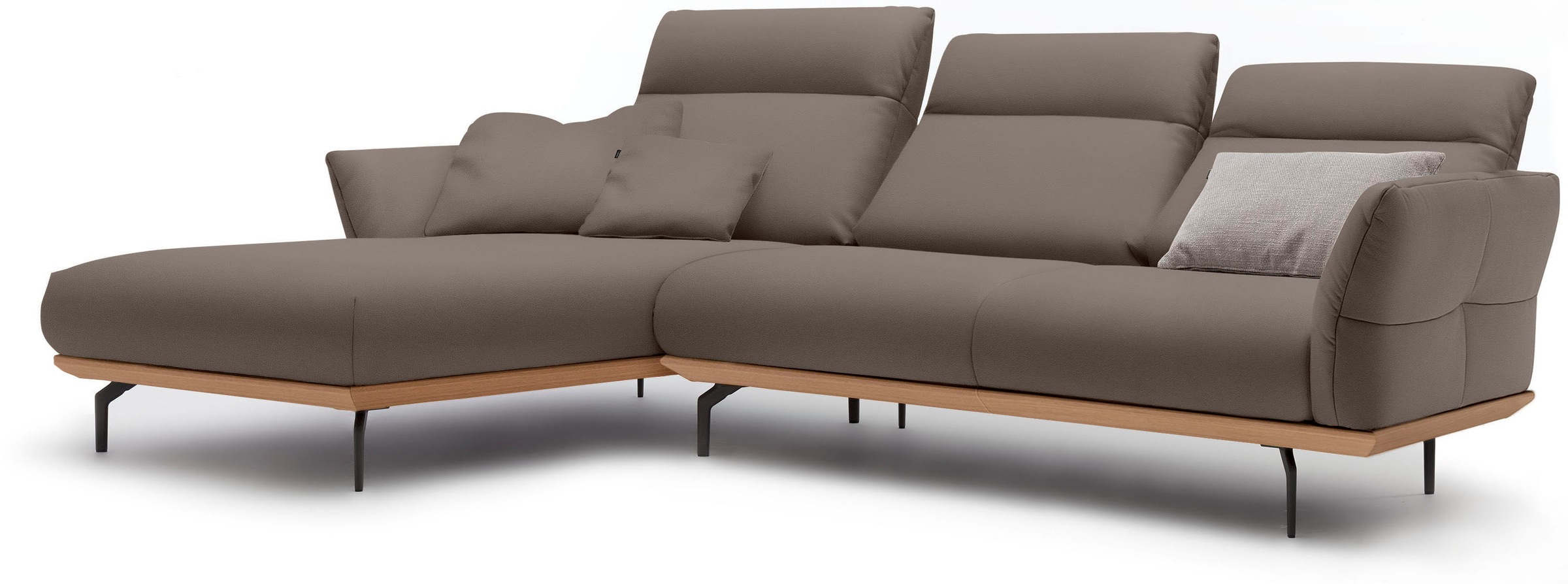 Creation BY ROLF BENZ Ecksofa »CR.460«, Sockel in Eiche, Alugussfüße in umbragrau, Breite 298 cm